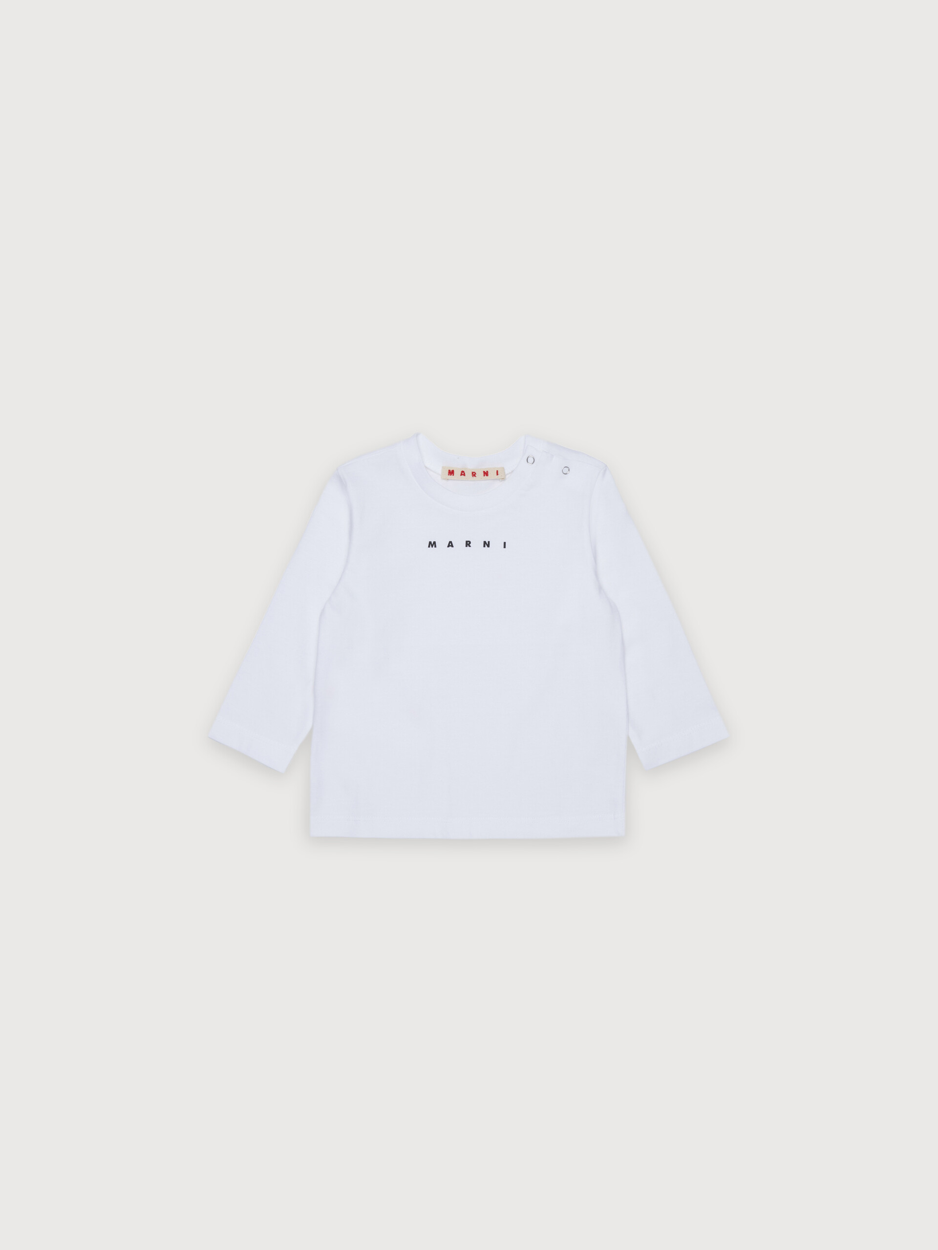 Off-white long-sleeved cotton T-shirt with Marni logo - T-shirts - Image 1