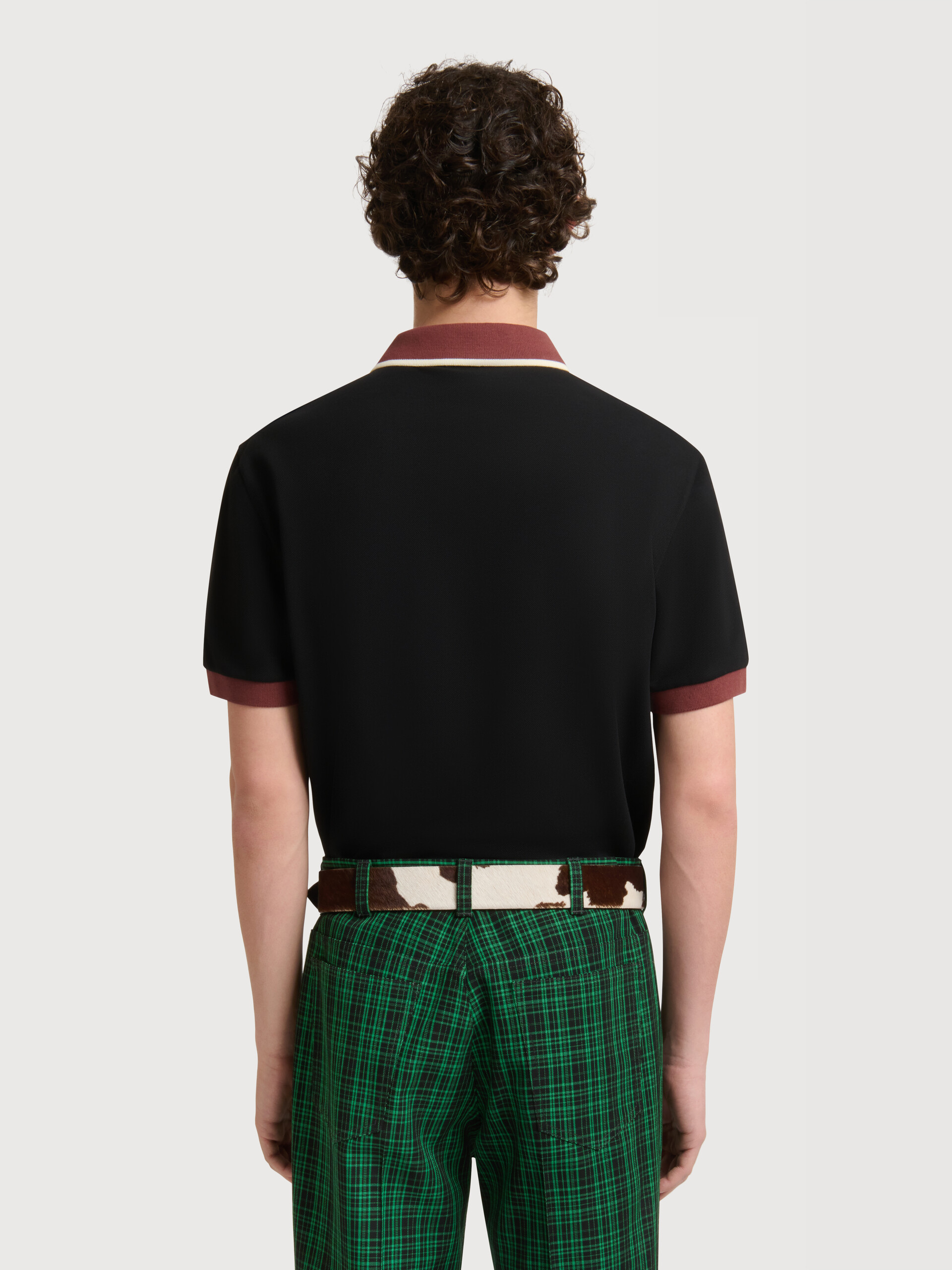 Purple piqu&eacute; polo shirt with contrast trims - Shirts - Image 4