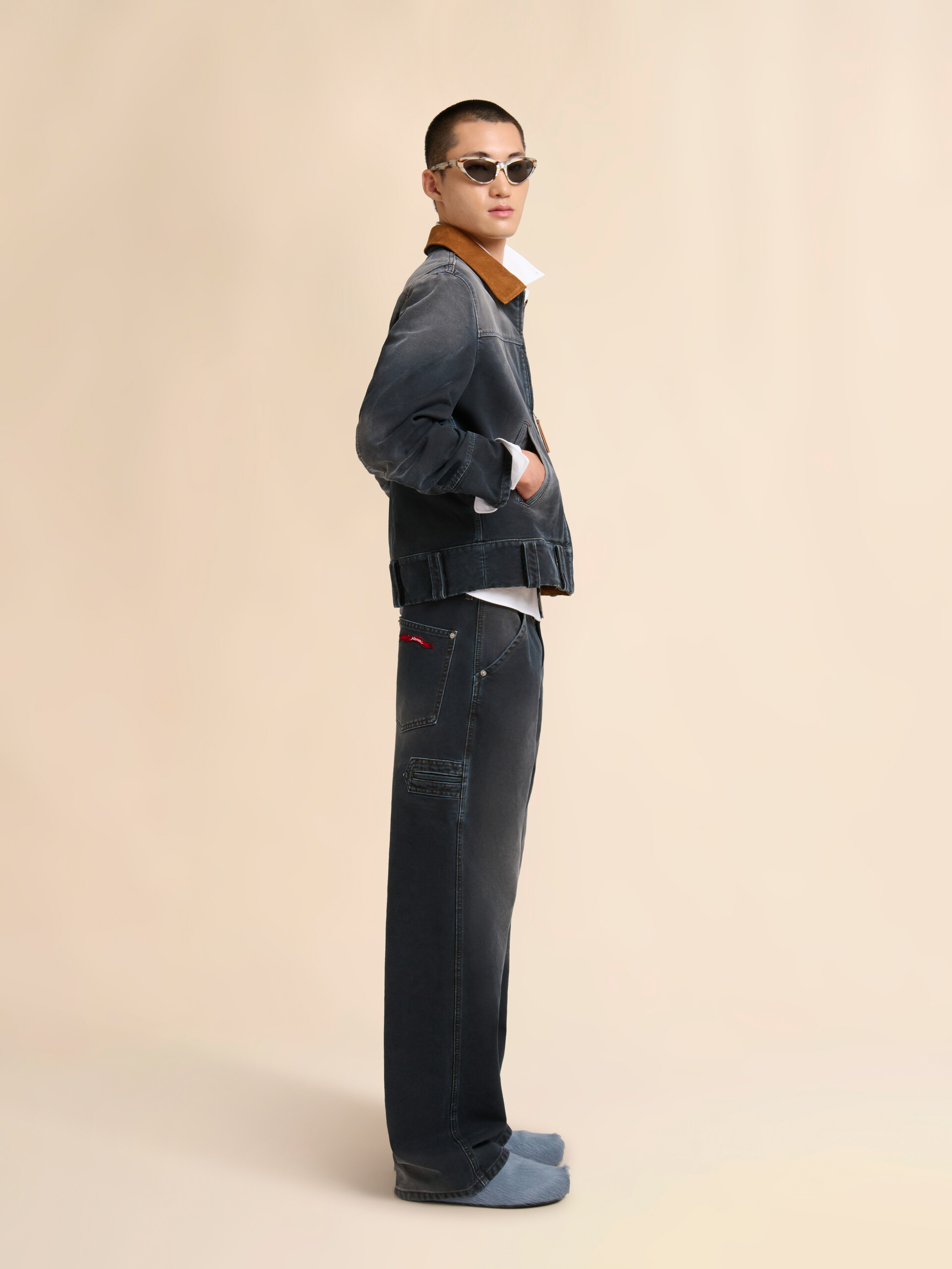 Black canvas jacket with contrast collar - Jackets - Image 6