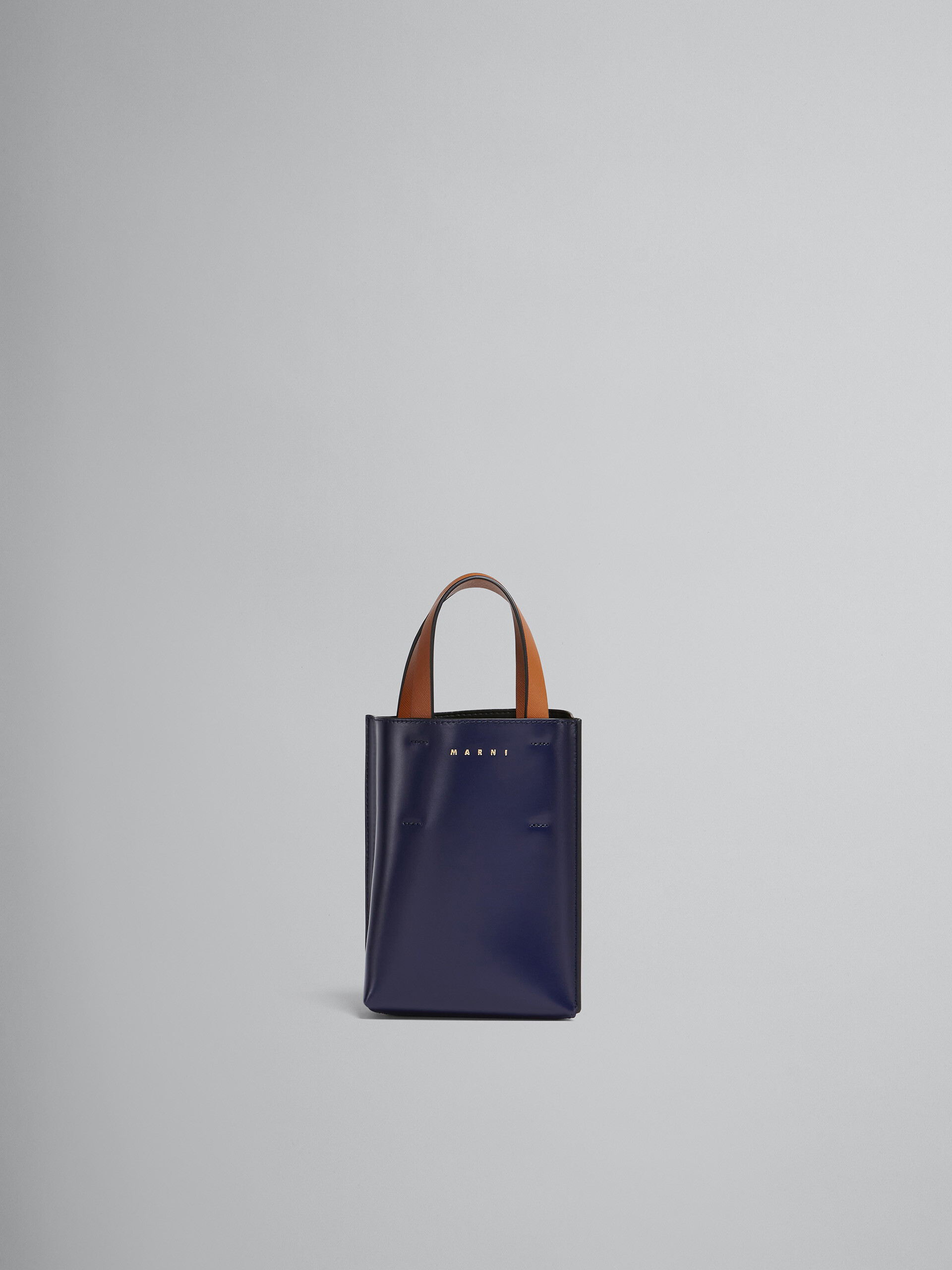 MUSEO nano bag in blue and white leather - Shopping Bags - Image 1