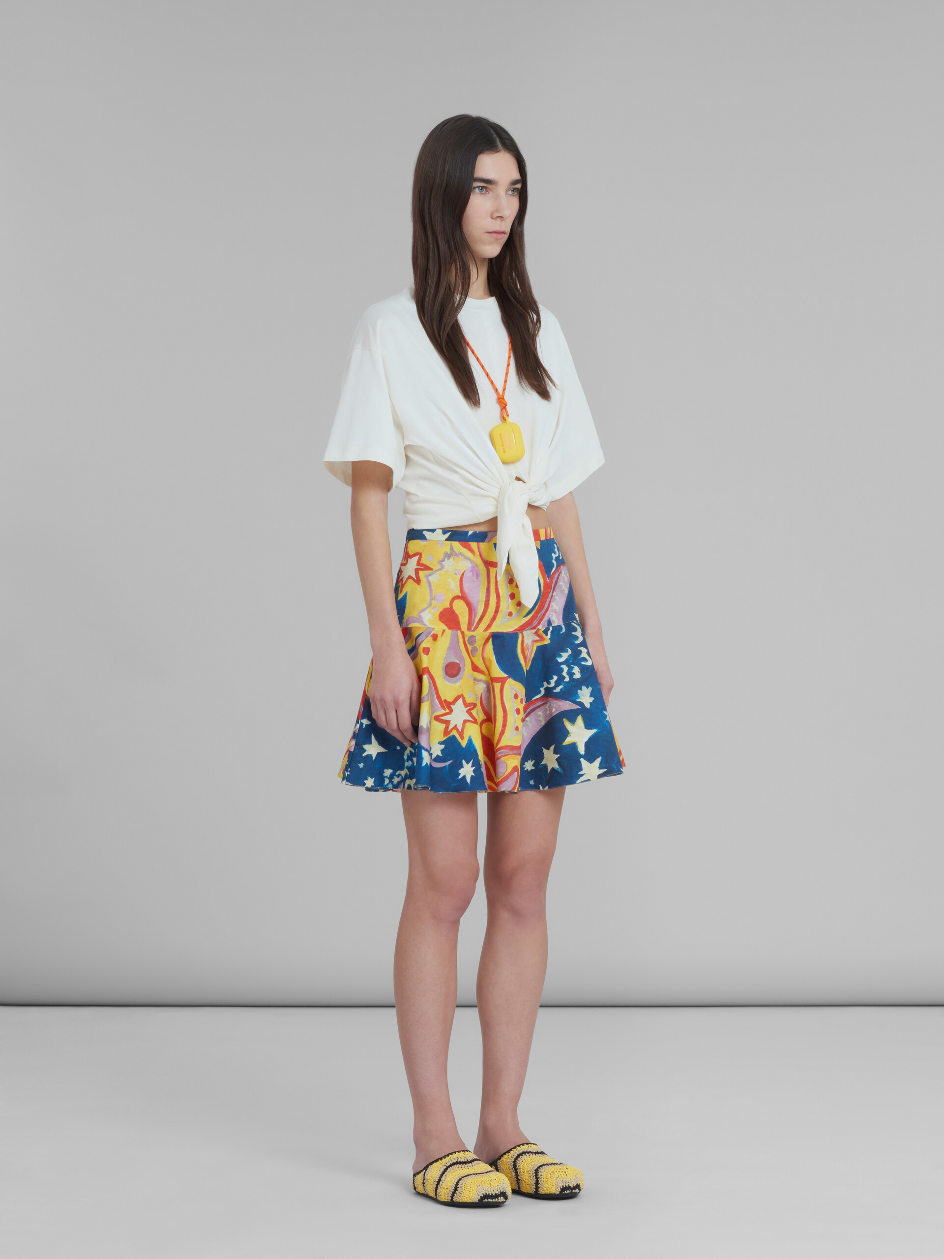 Marni x No Vacancy Inn - Cotton flounce skirt with Galactic Paradise print - Skirts - Image 5