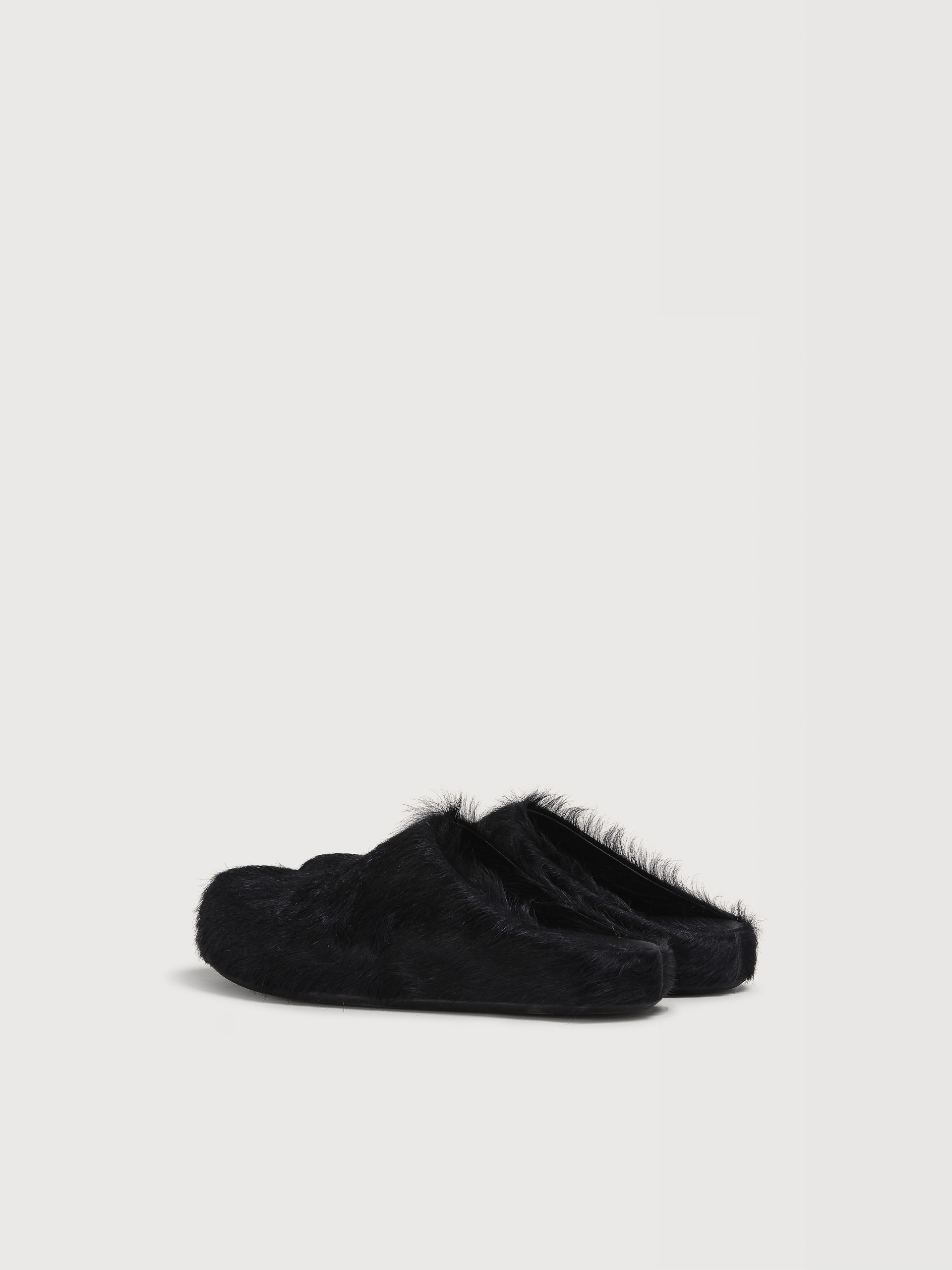 Deep blue long hair calfskin Fussbett sabot - Sandals - Image 3