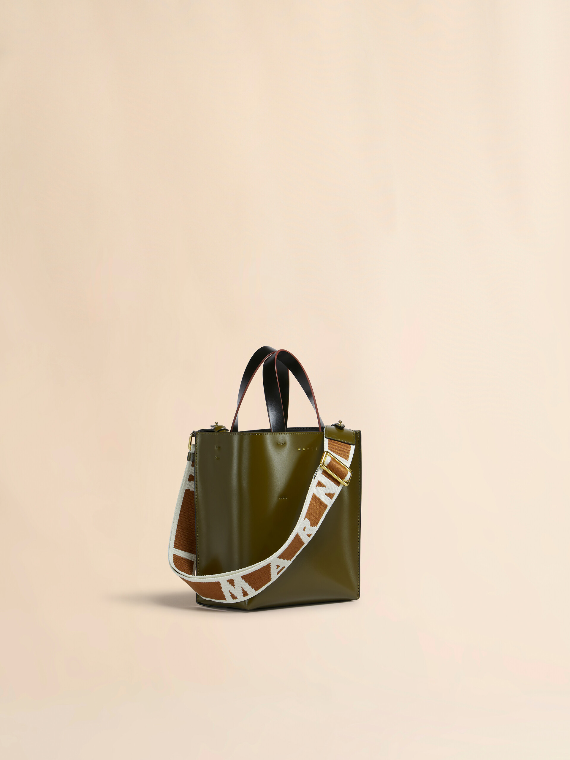 Deep green brown and black leather Museo mini bag - Shopping Bags - Image 6