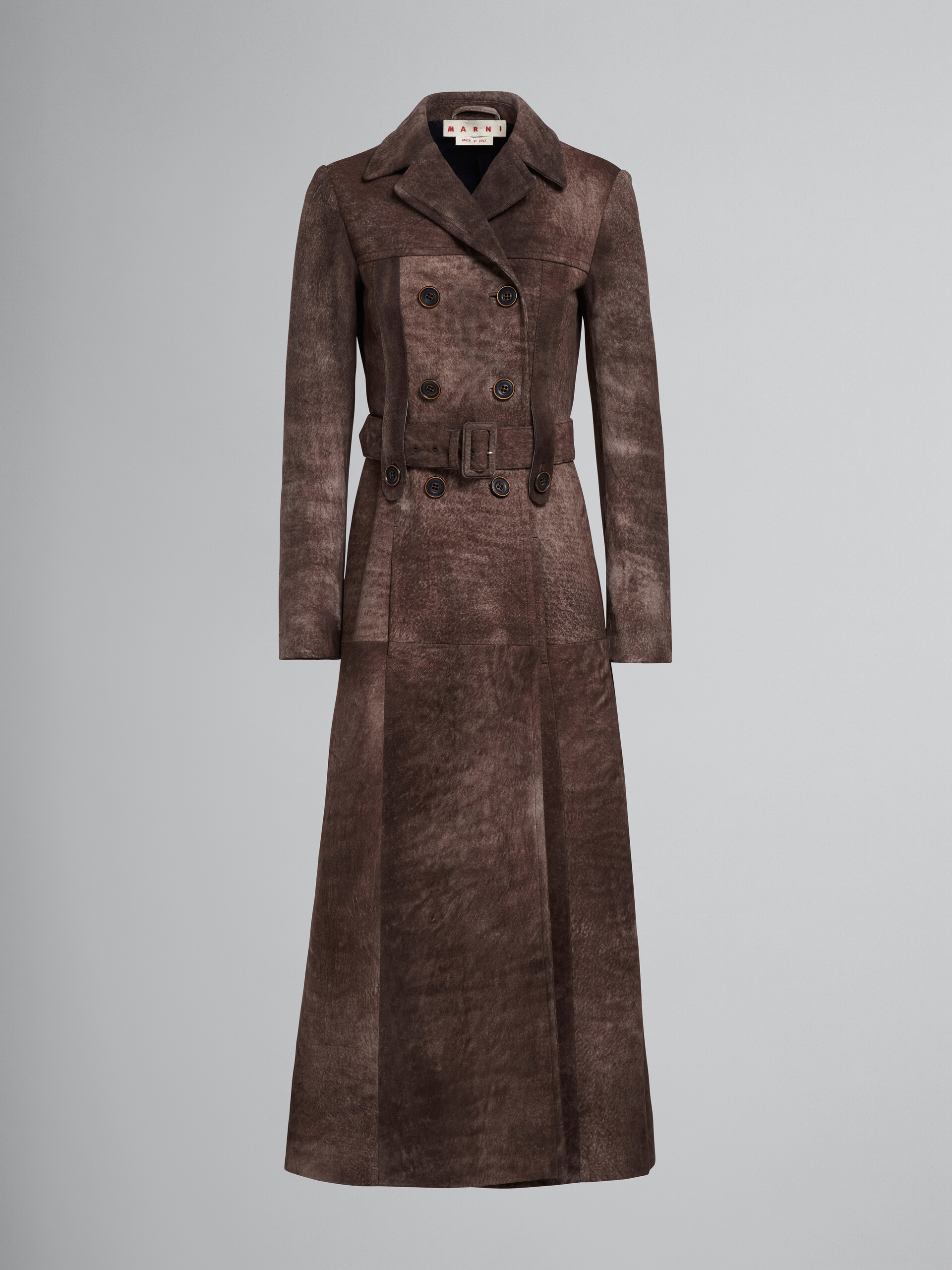 Dark brown leather coat - Coats - Image 1