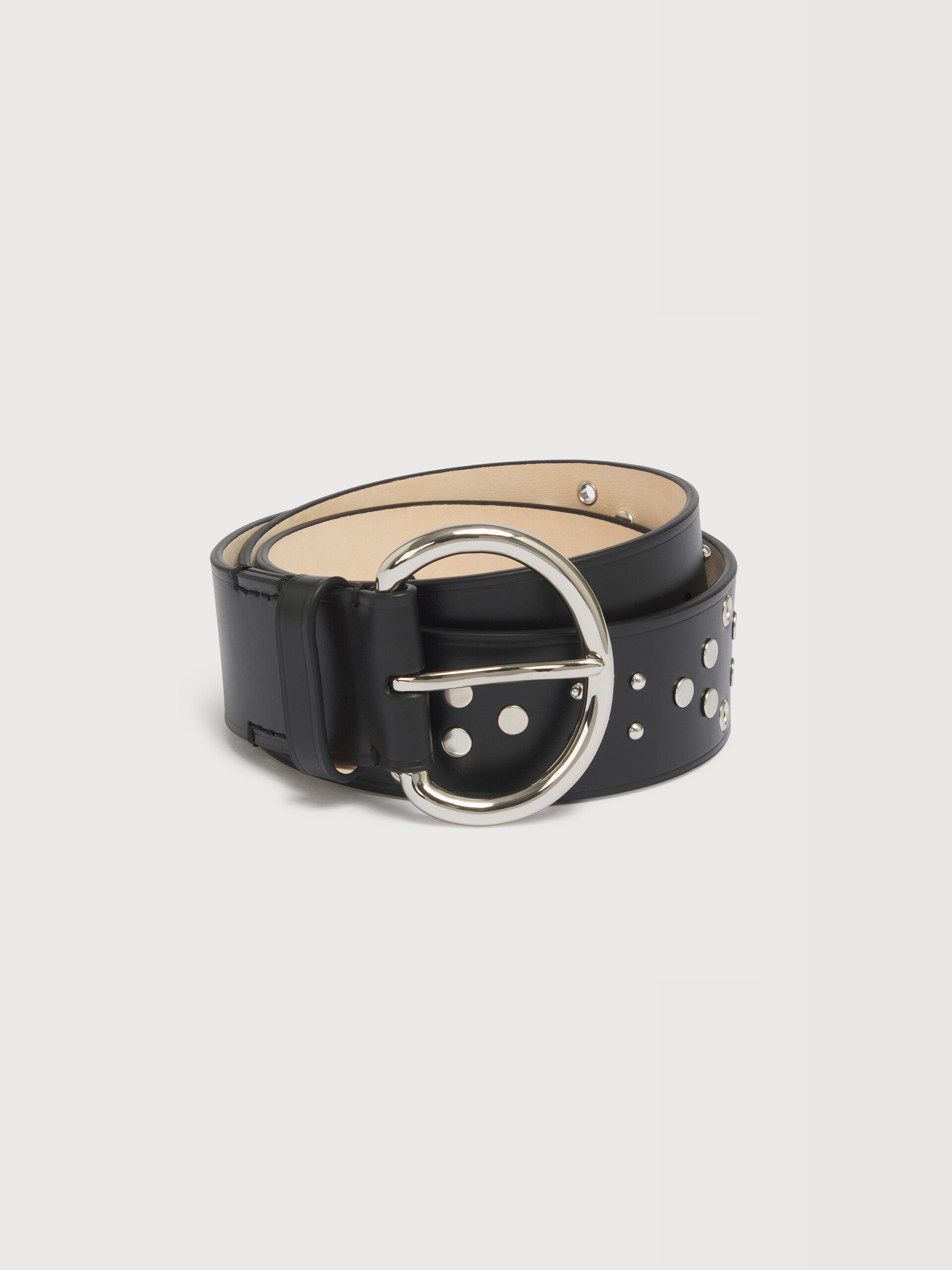 Black leather belt with metal studs - Belts - Image 1