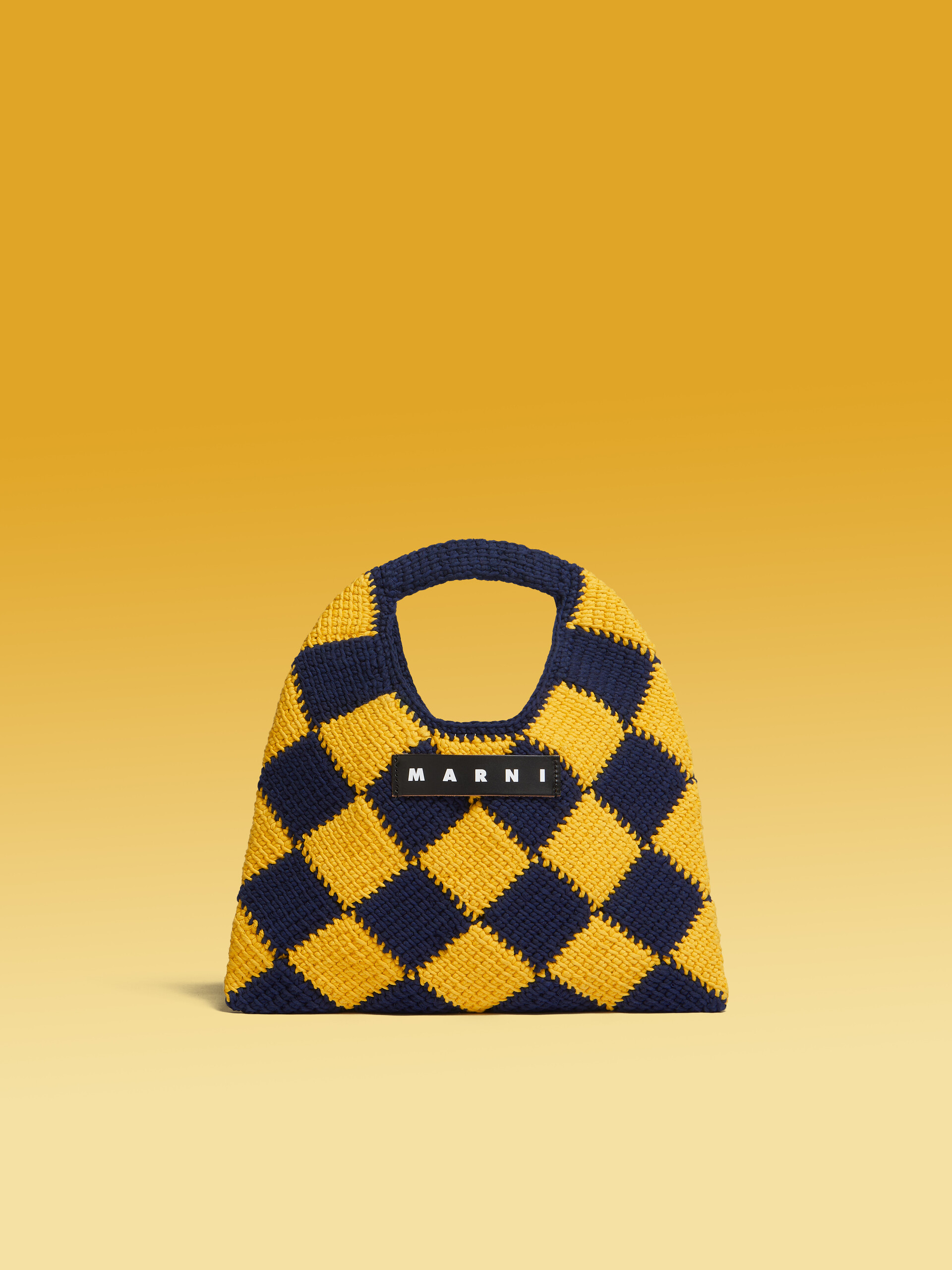 MARNI MARKET DIAMOND mini bag in yellow and blue tech wool | Marni 