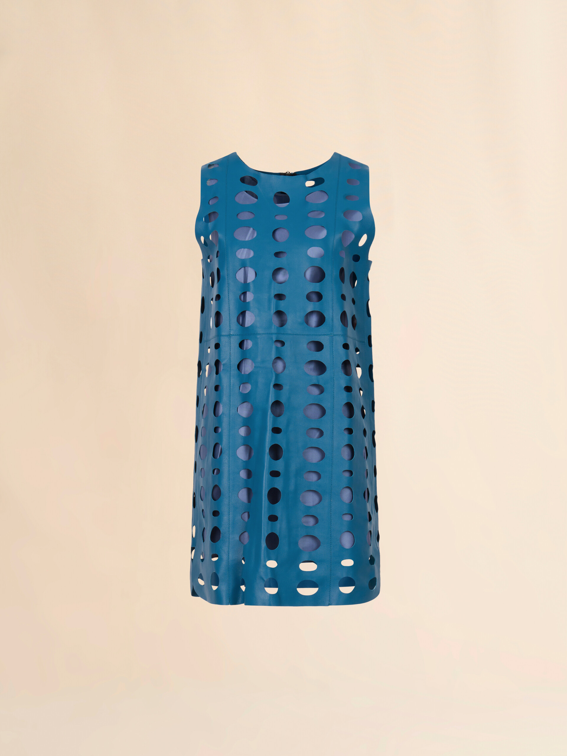 Blue nappa leather dress with cut-out detailing - Dresses - Image 1