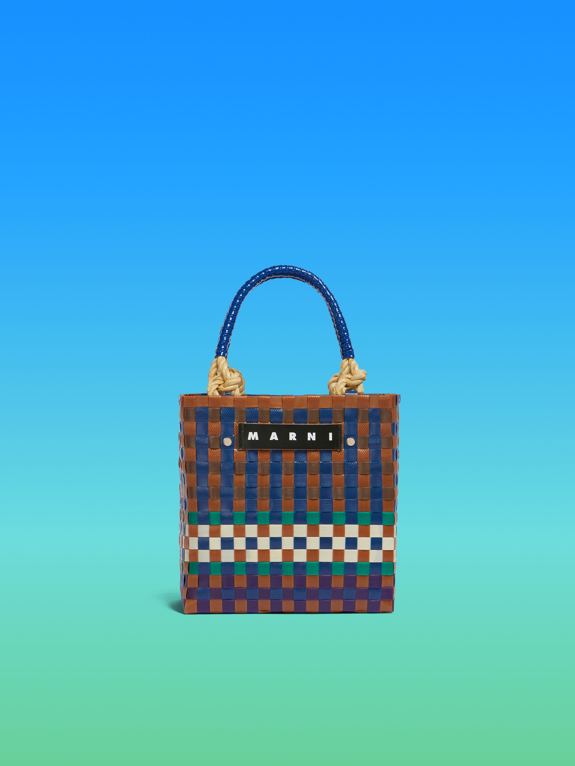 Blue Marni Market Sunday Mini Basket Bag - Shopping Bags - Image 1