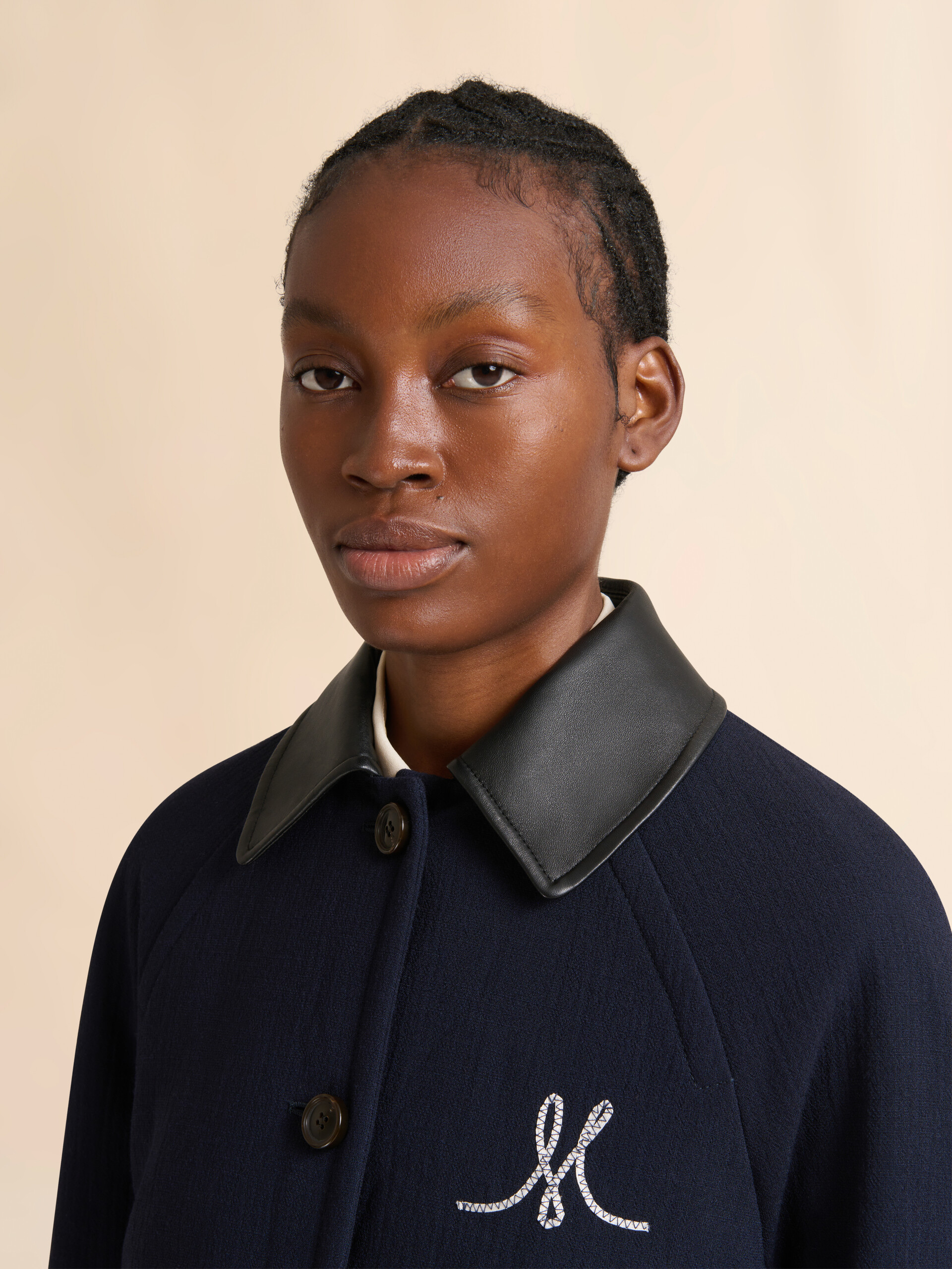 Deep blue wool crêpe bomber jacket - Jackets - Image 4