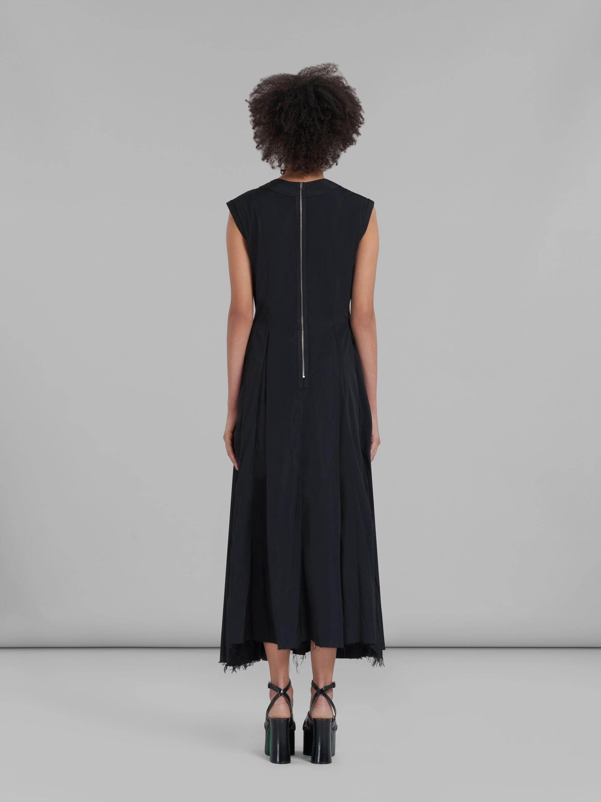 Black taffeta dress with apron front - Dresses - Image 3