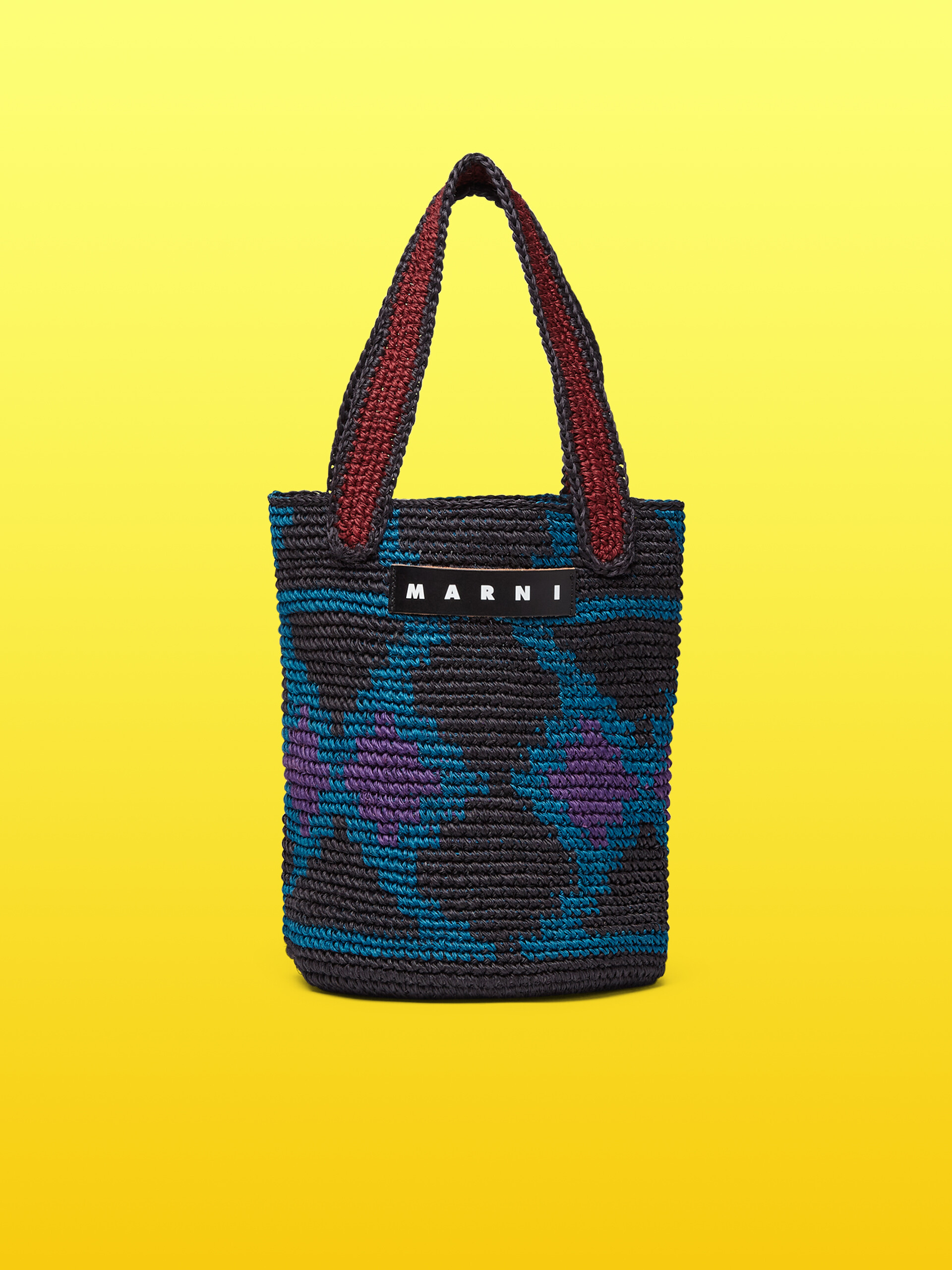 Borsa MARNI MARKET in fibra naturale nera multicolor | Marni