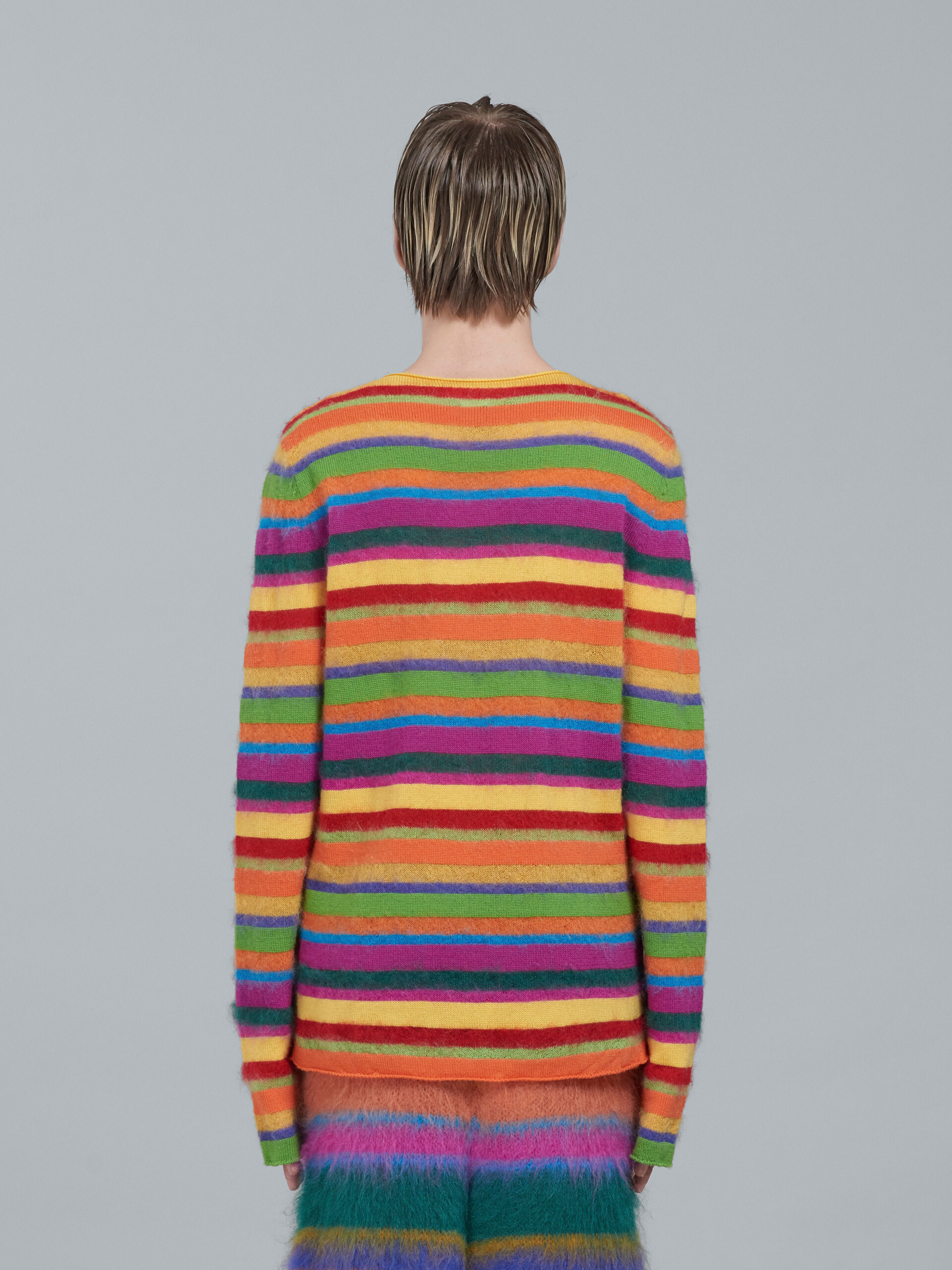 Maglia girocollo in misto mohair e lana leggera a righe - Pullover - Image 3