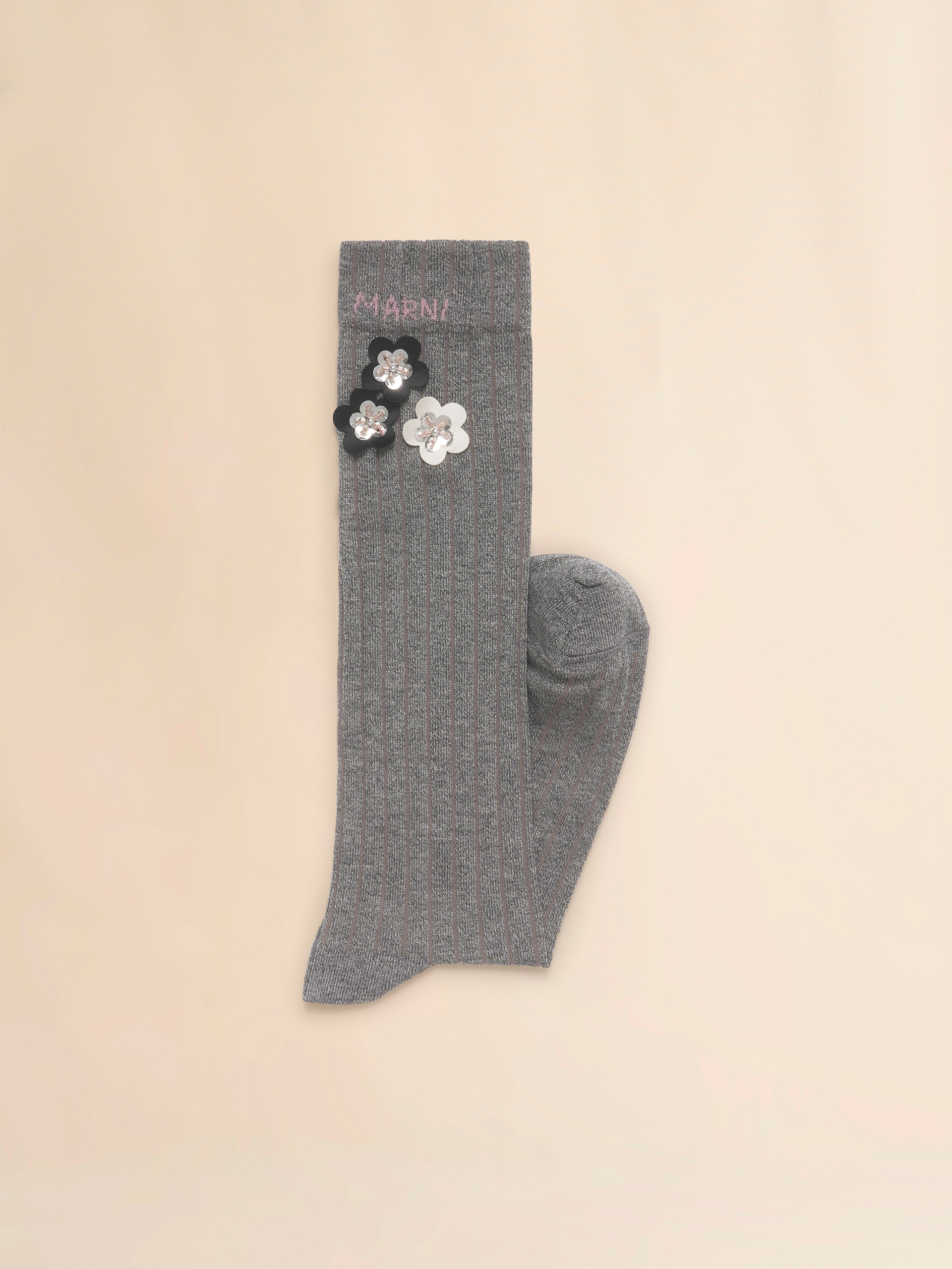 Calcetines de algodón gris con apliques de margaritas - Calcetines - Image 2