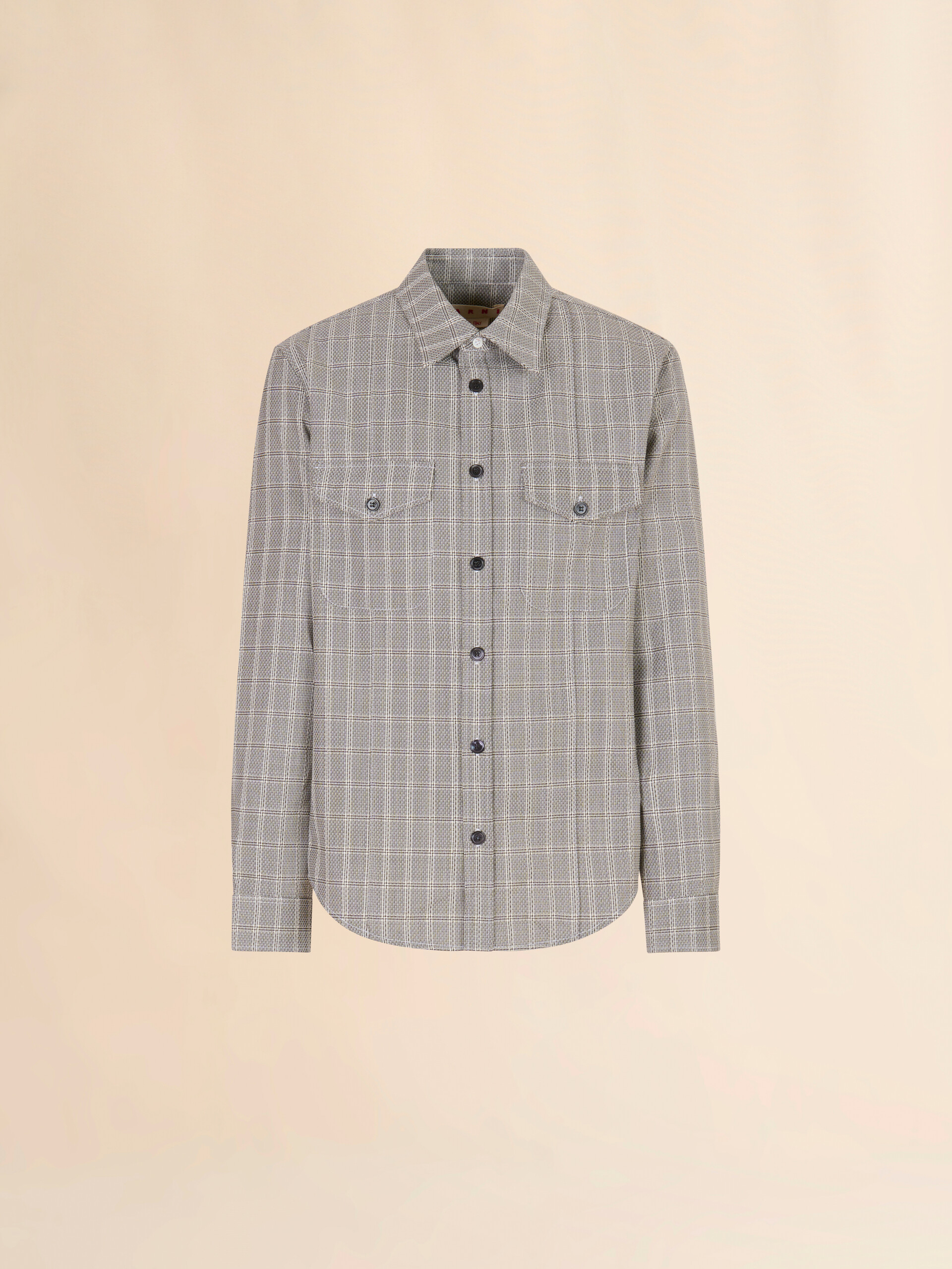 タータンCheck ブラウン ウールシャツ - シャツ - Image 1