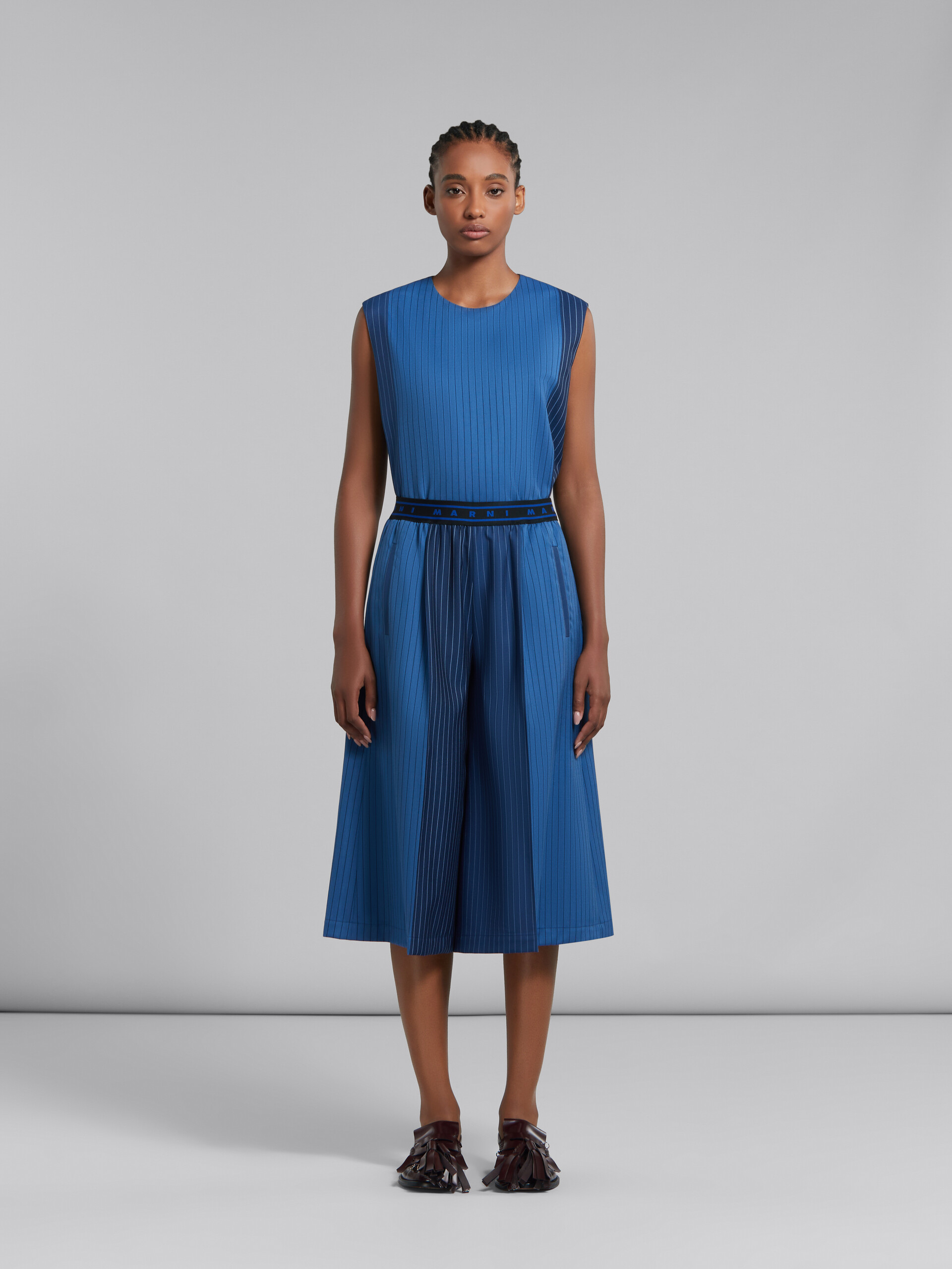 ブルー グラデーションピンストライプ ウールキュロット | Marni 