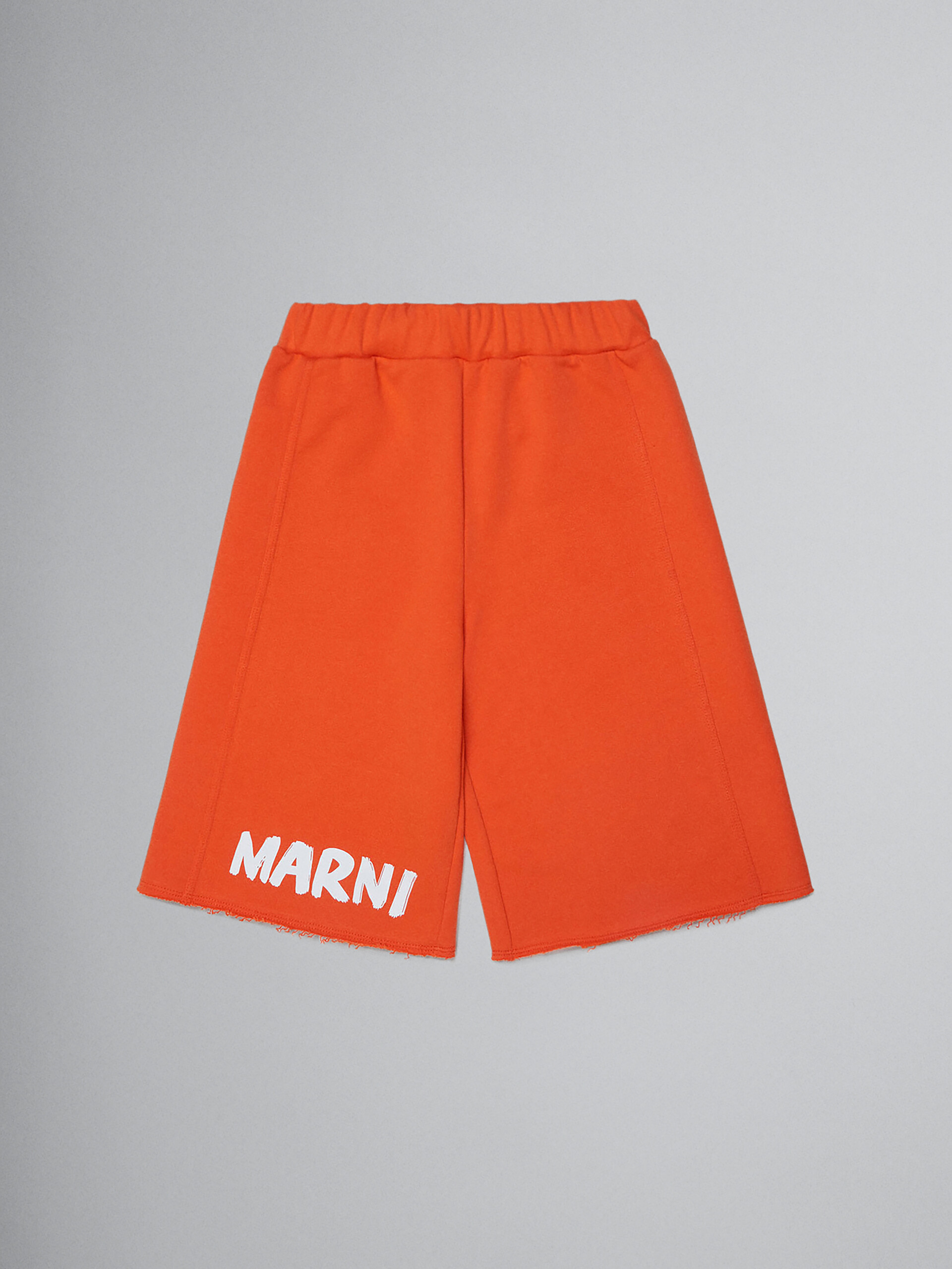 Orange fleece shorts with Brush logo - Pants - Image 1
