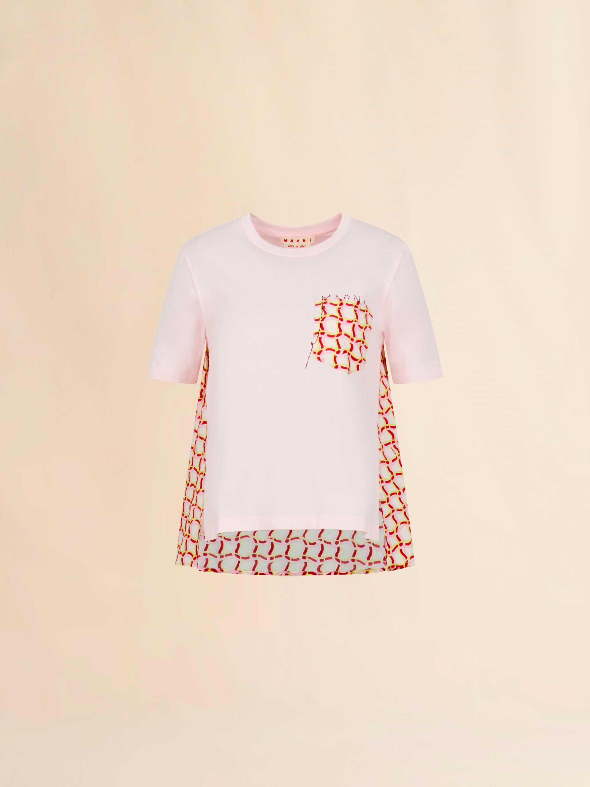 ピンク バックはポプリンのコットンTシャツ - Tシャツ - Image 1