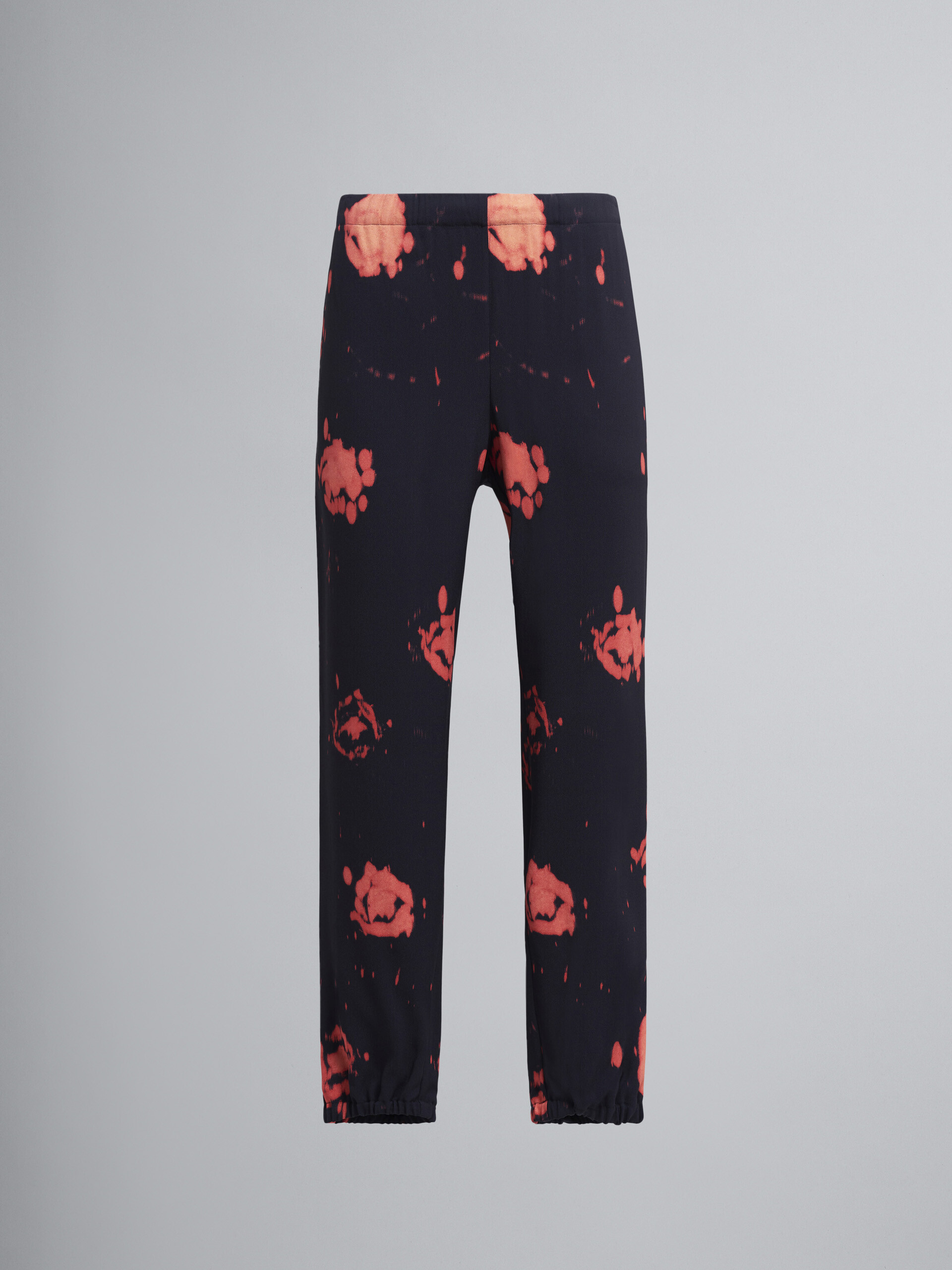 Faded Roses print viscose sablé trousers - Pants - Image 1