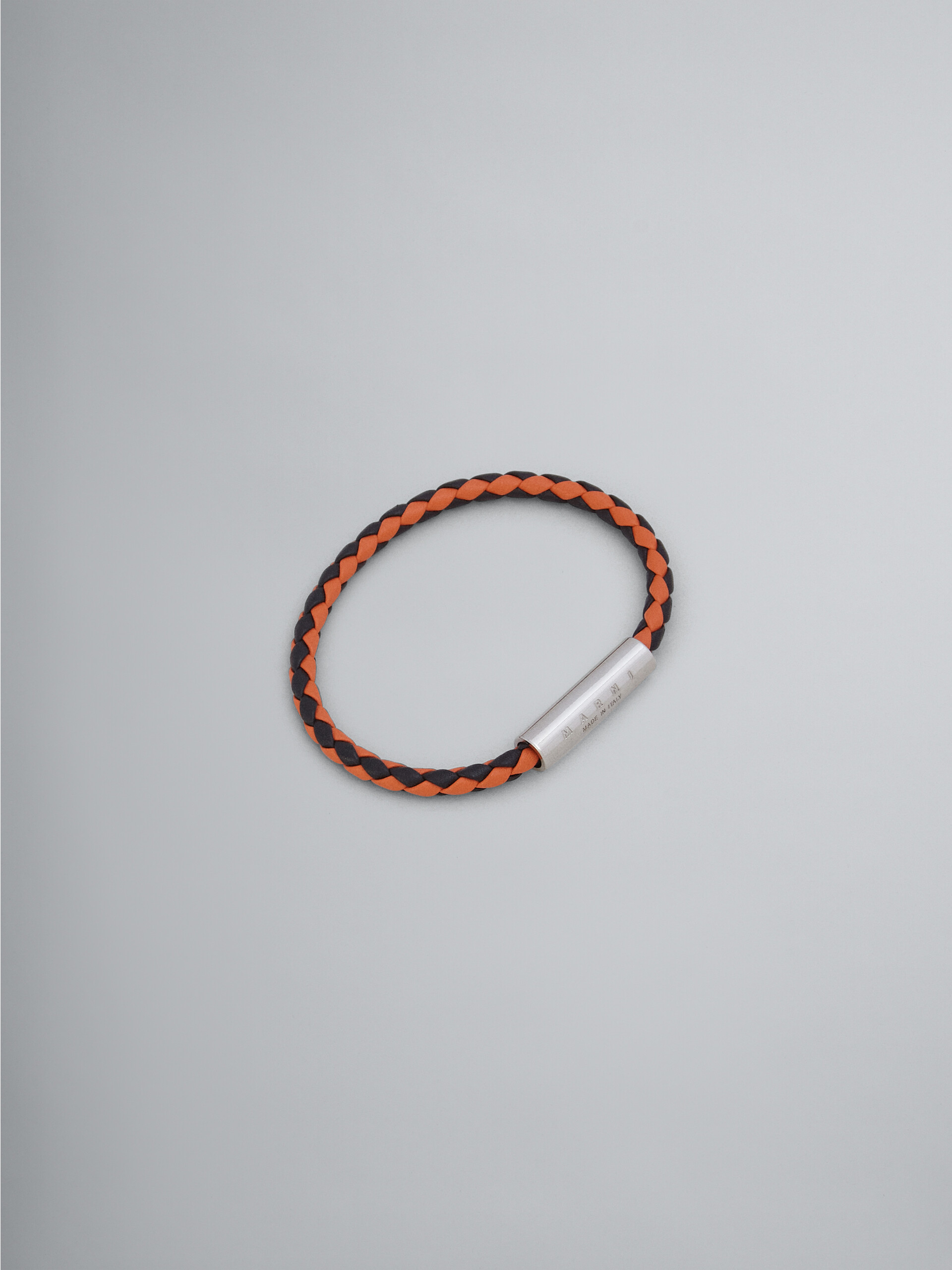 Orange and green braided leather bracelet - Bracelets - Image 1