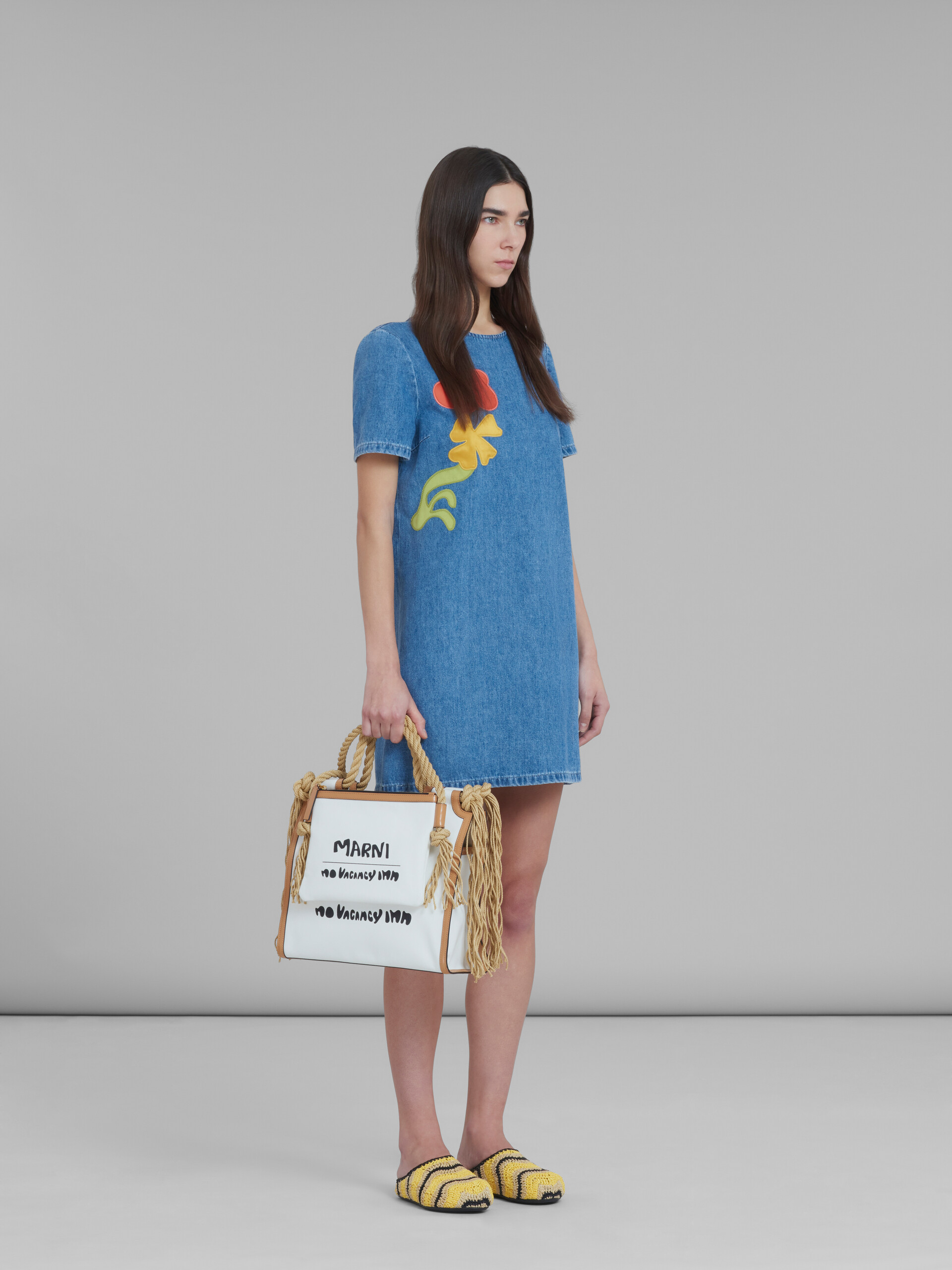 Marni x No Vacancy Inn - Blue chambray short dress with embroidery - Dresses - Image 6