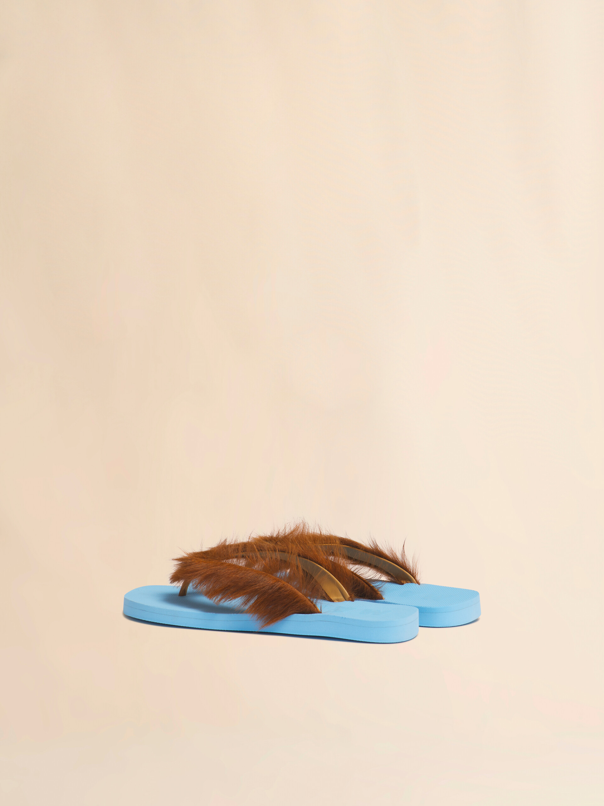 Brown and yellow ponyhair flip-flop - Sandals - Image 3