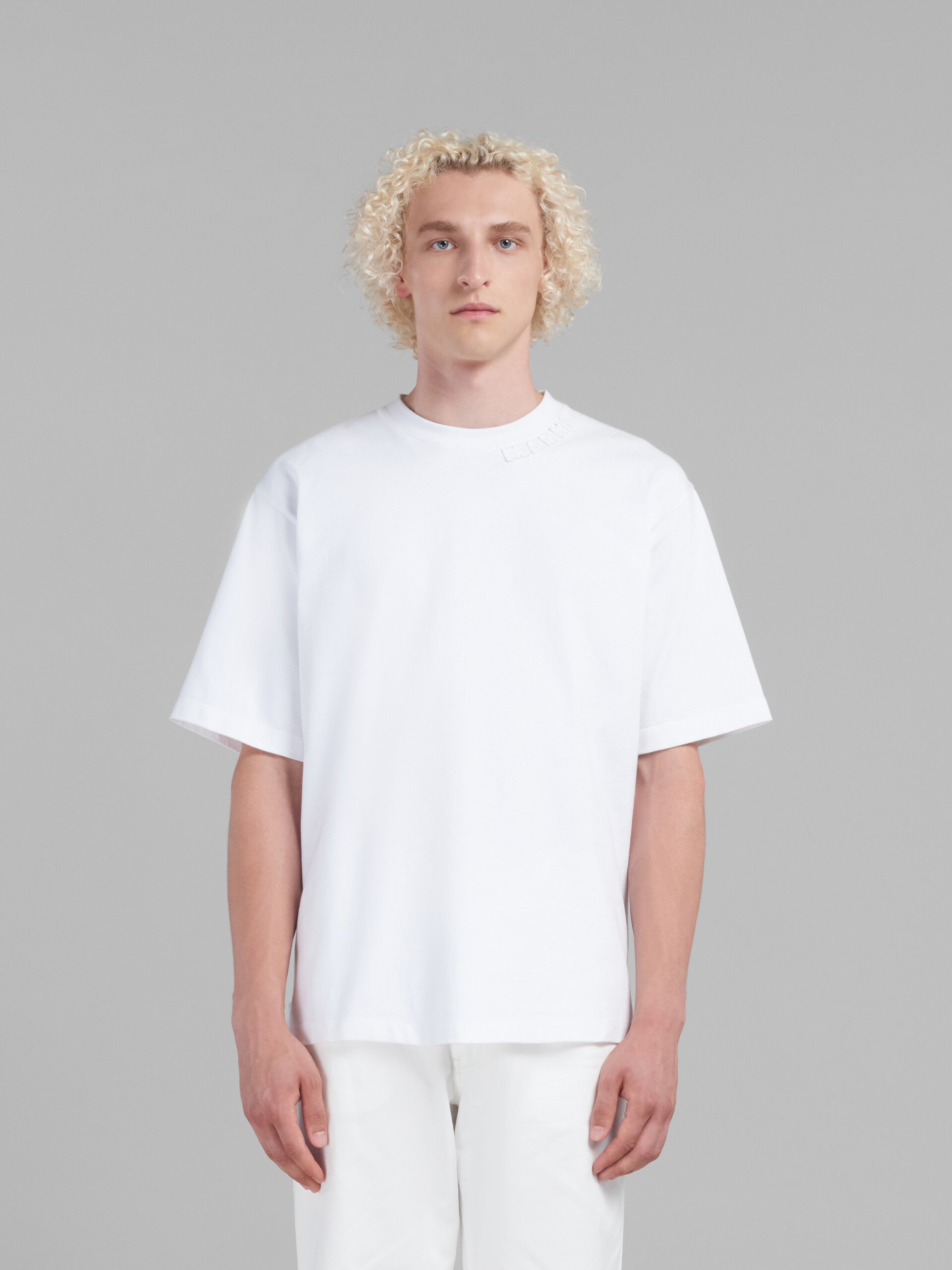 Blue bio cotton oversized T-shirt with Marni patches - T-shirts - Image 2