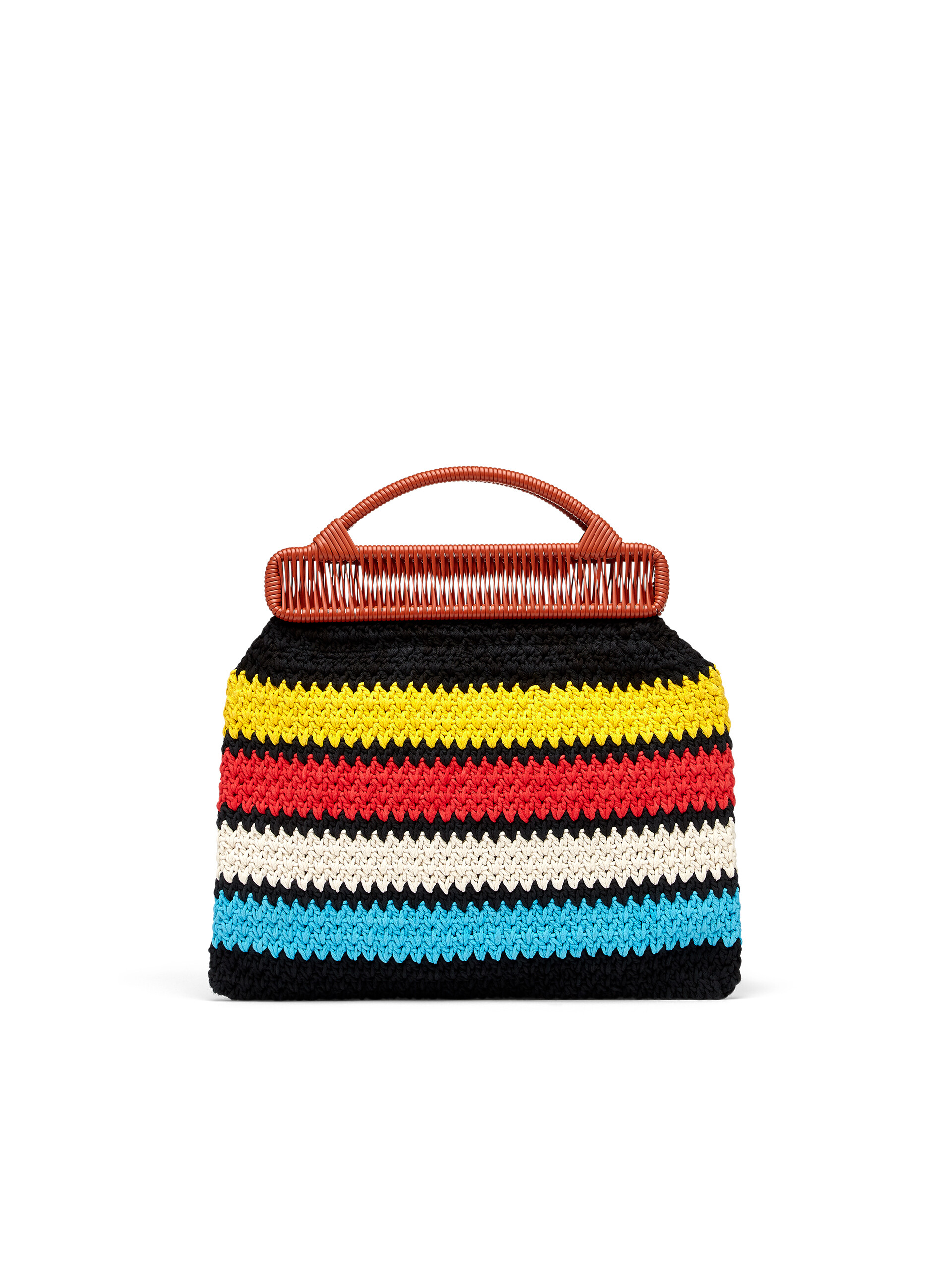 MARNI MARKET frame bag with striped motif in yellow, red, white, pale blue and black crochet cotton blend - Furniture - Image 3