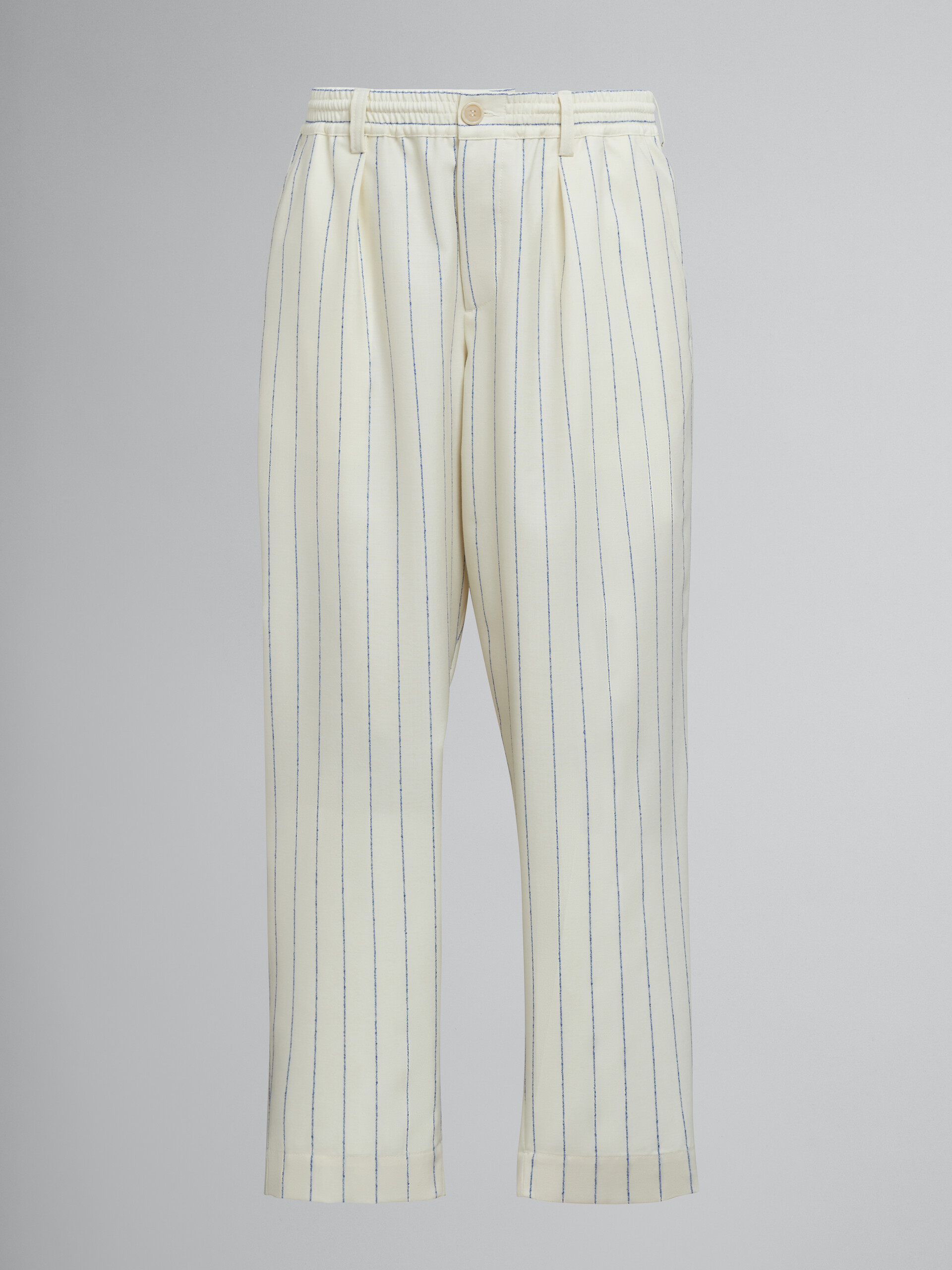 White pinstriped fresco wool pants - Pants - Image 1
