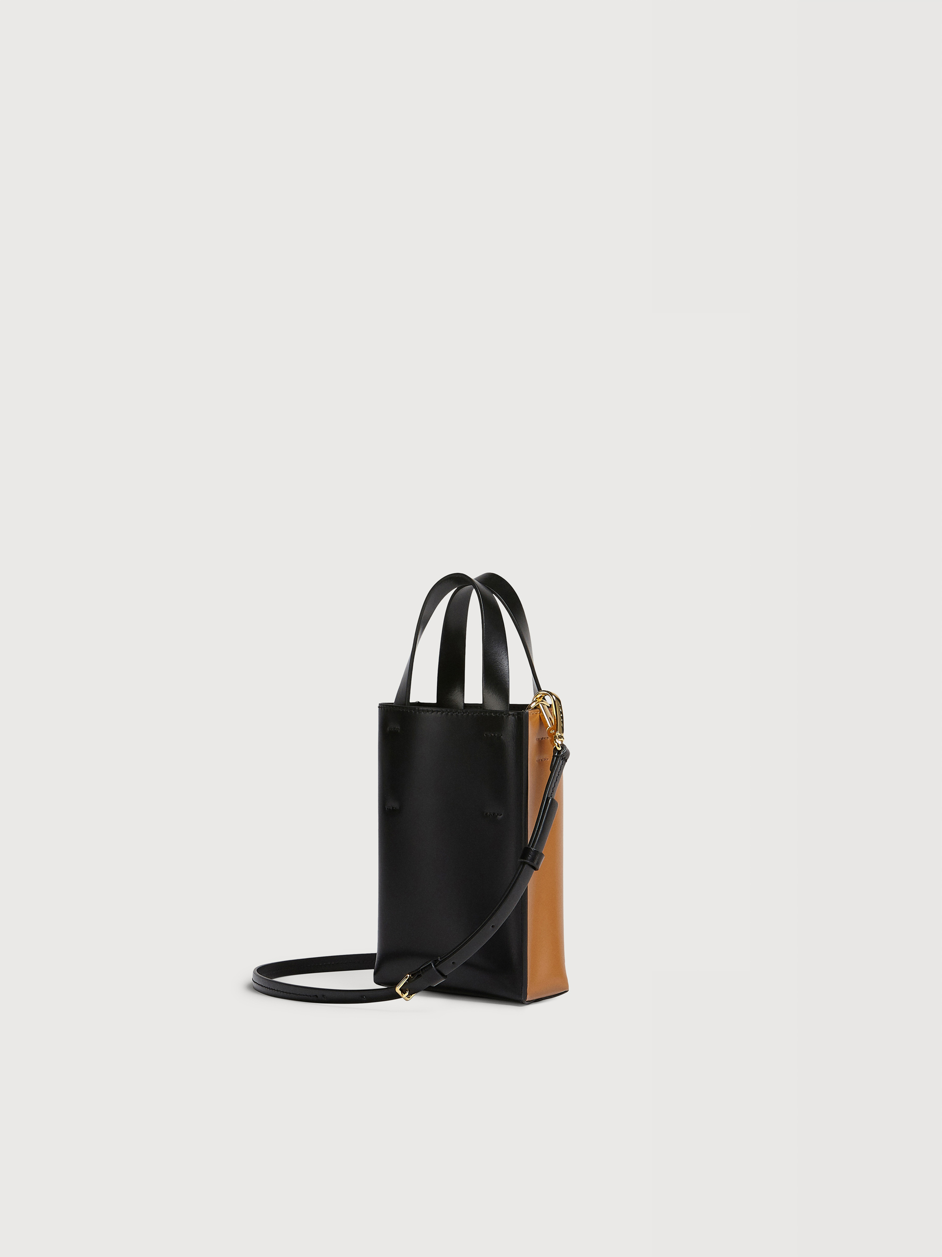 Museo Nano Bag in brown and black leather - Shopping Bags - Image 2