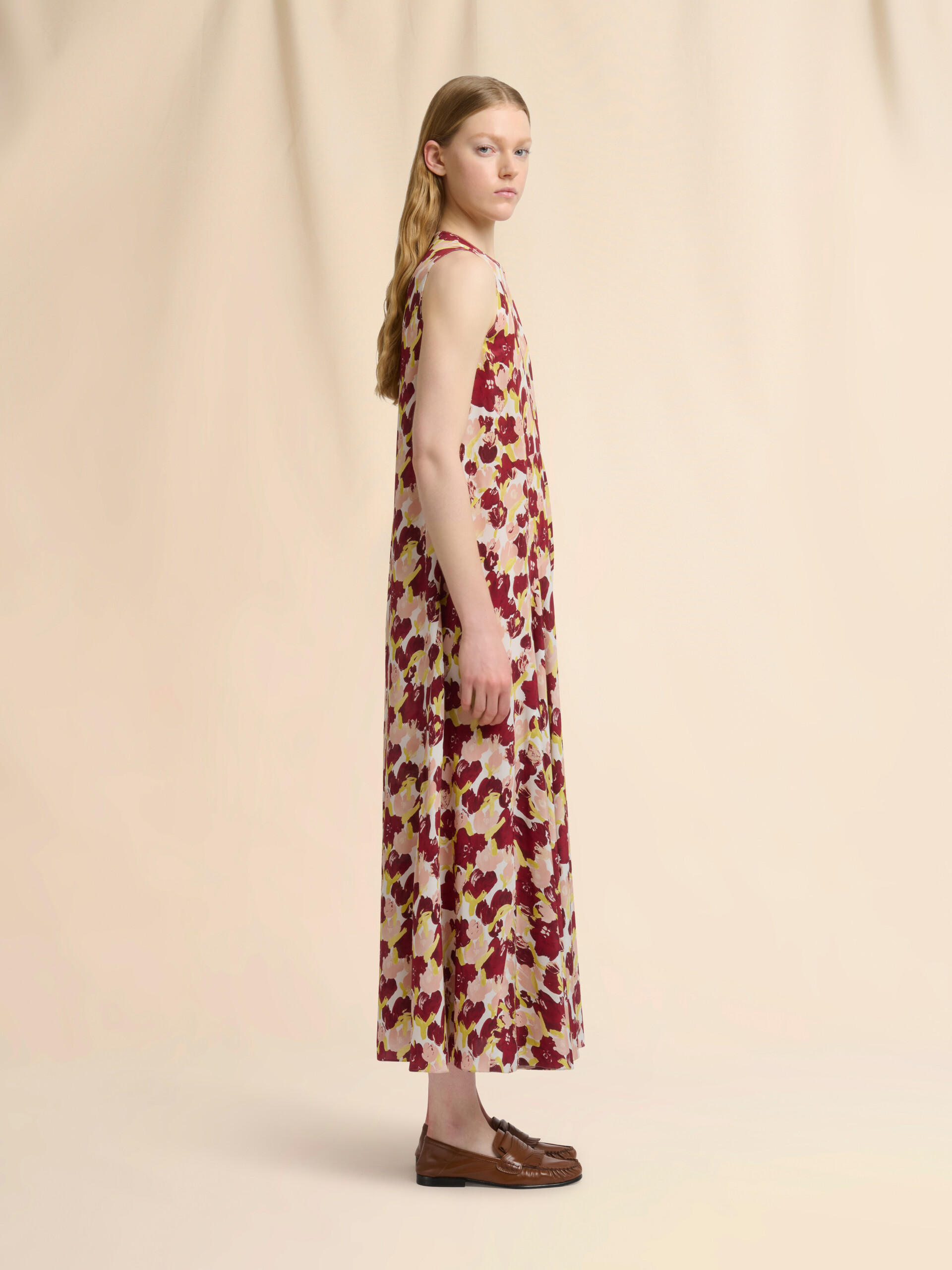 Pink and burgundy silk maxi dress with Secret Bouquet print - Dresses - Image 6