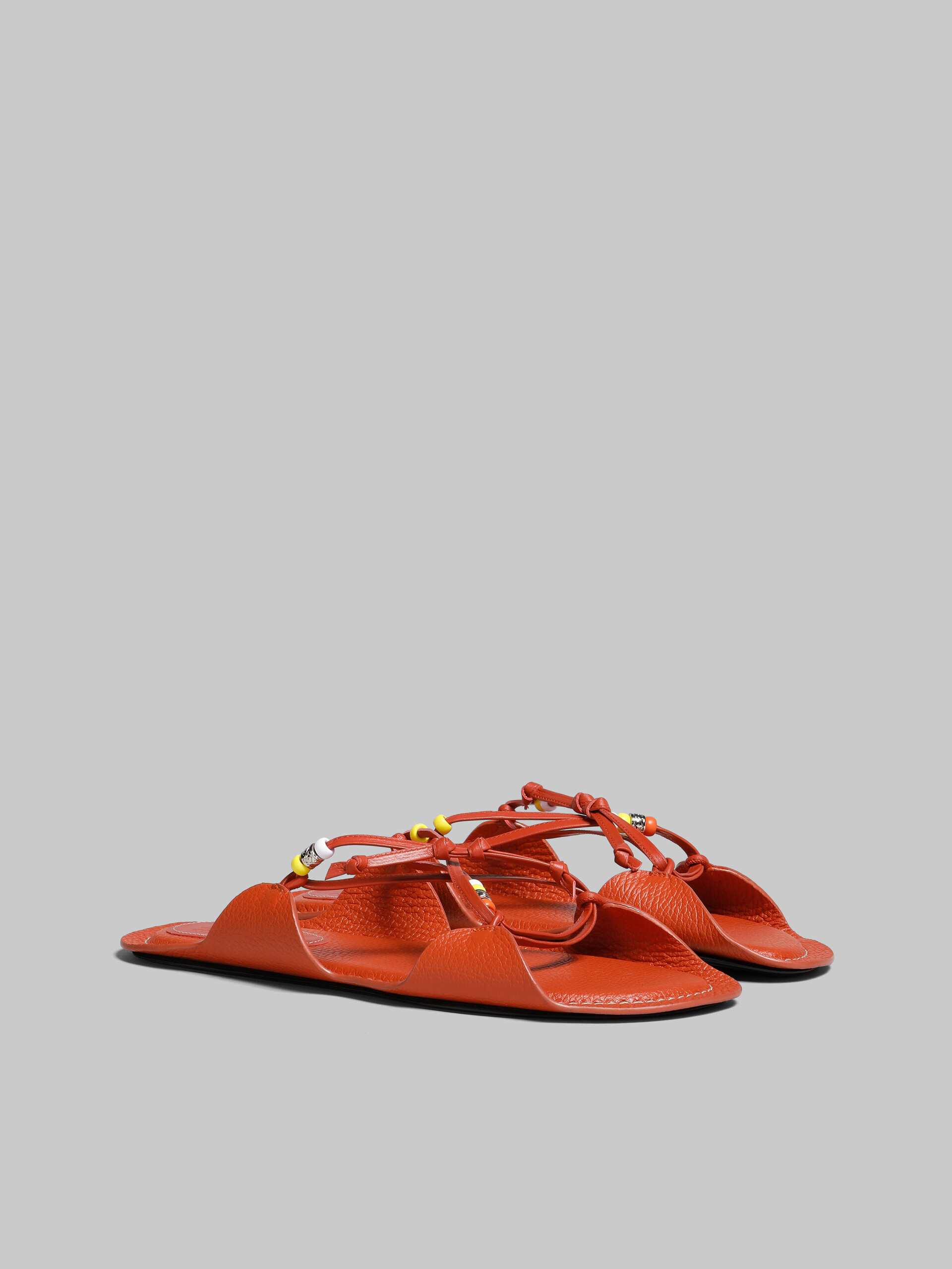 Marni x No Vacancy Inn - Brick red leather sandals with beads - Sandals - Image 2