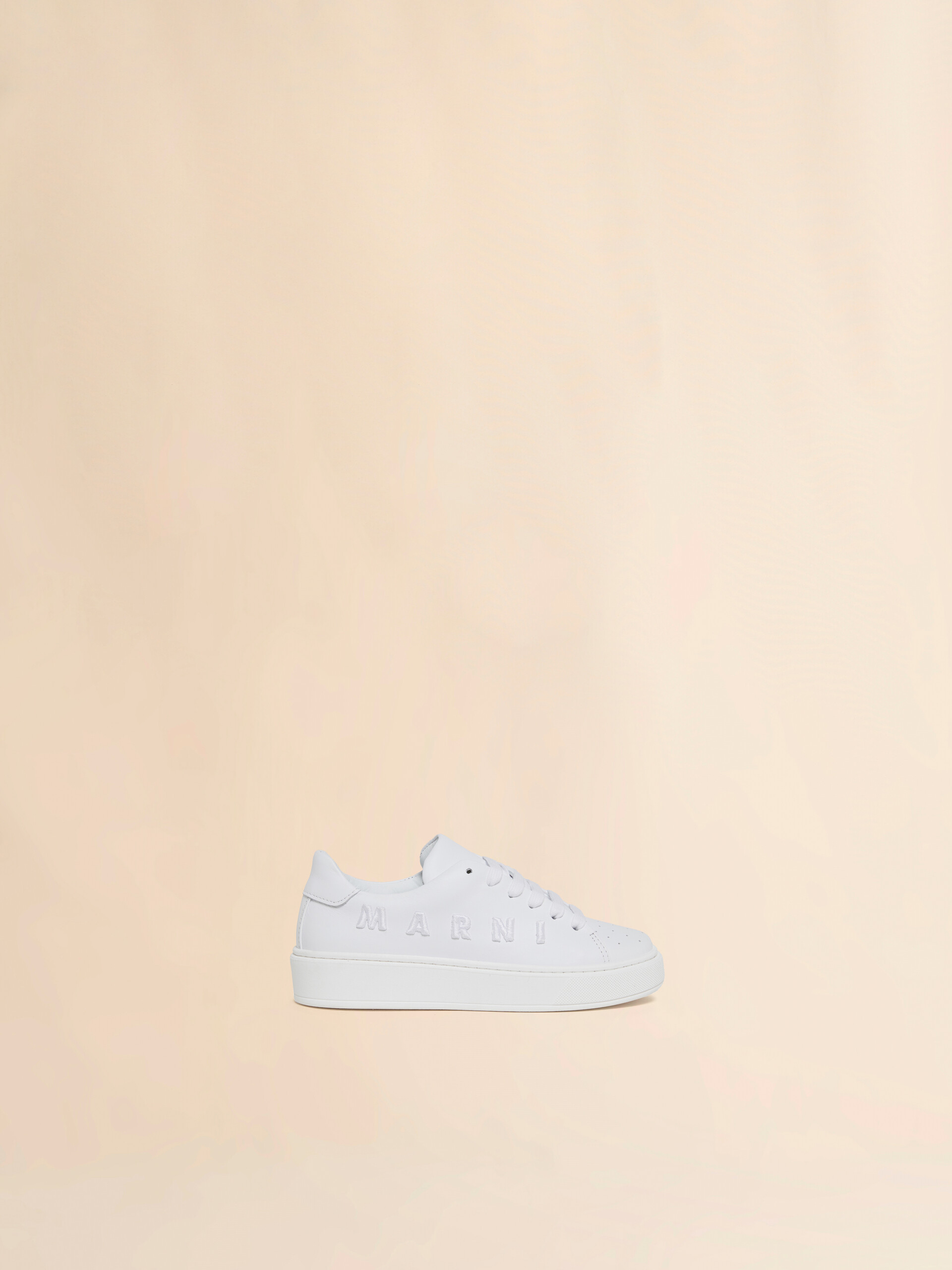 White leather sneaker with tonal Marni embroidery - Sneakers - Image 1