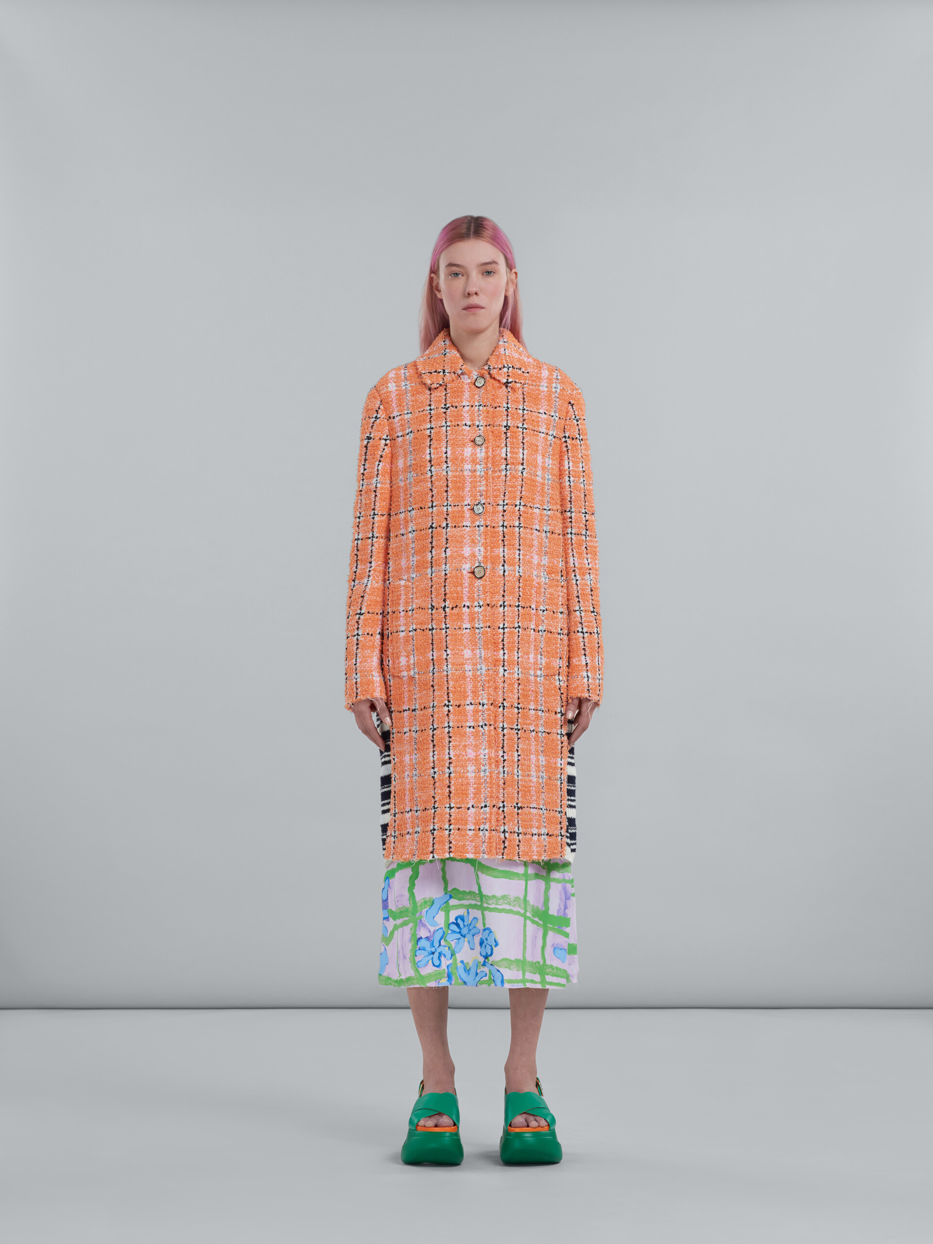 Mantel aus Baumwolltweed mit Strickeinsätzen - Mäntel - Image 2