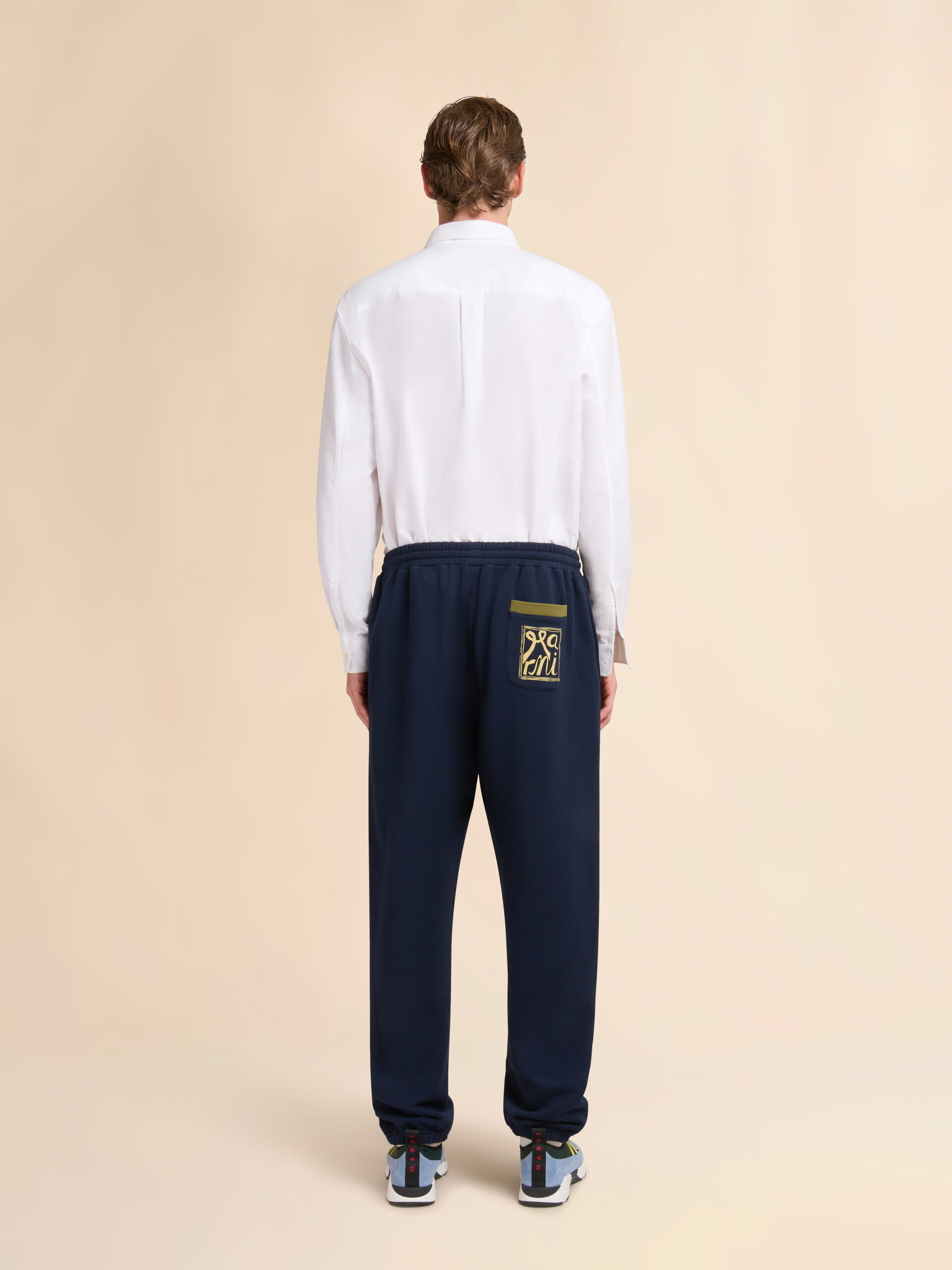 Deep blue cotton sweatpants with Marni Frame logo - Pants - Image 3