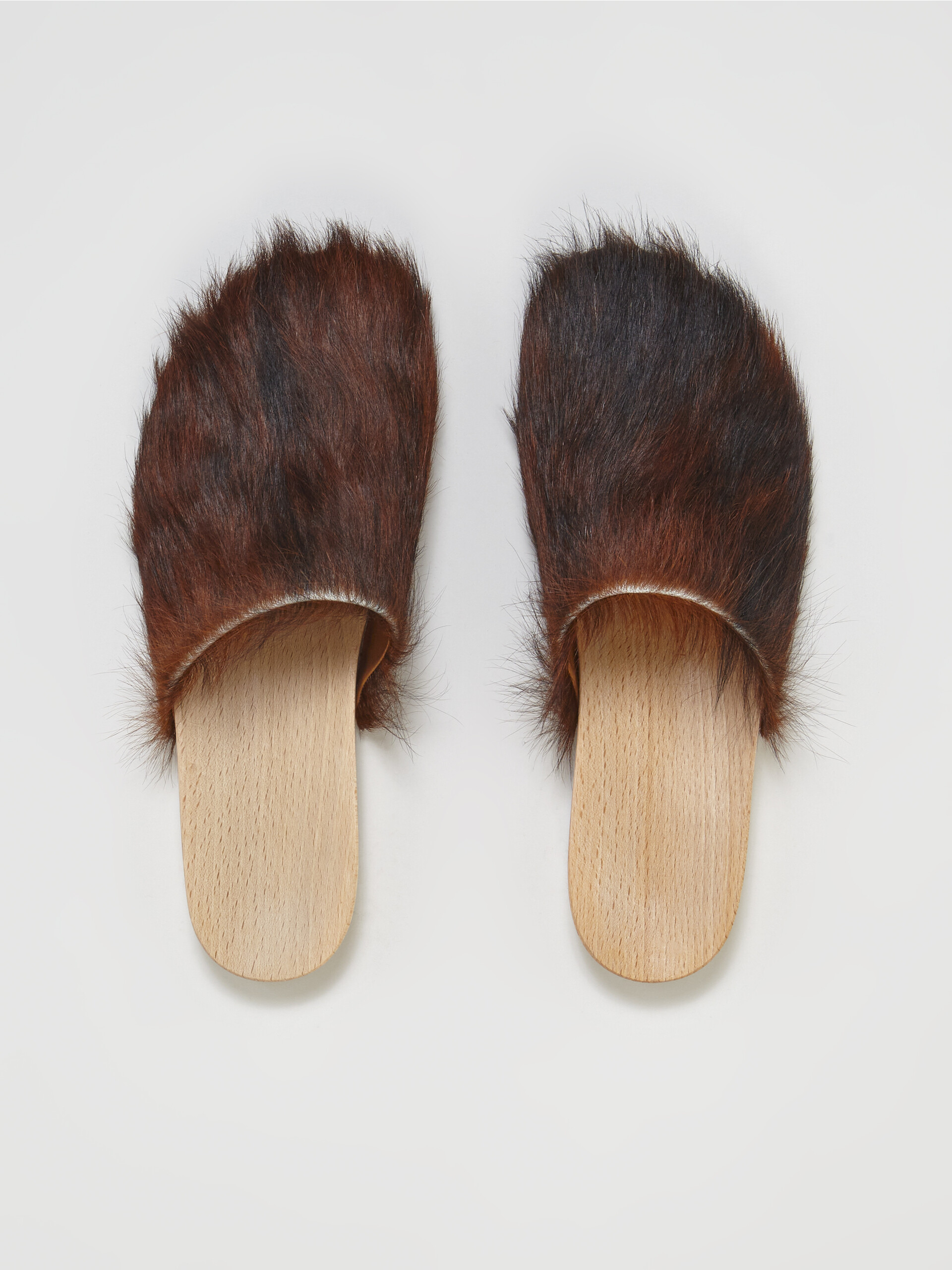 Spotted long calf hair wood sabot - Clogs - Image 4