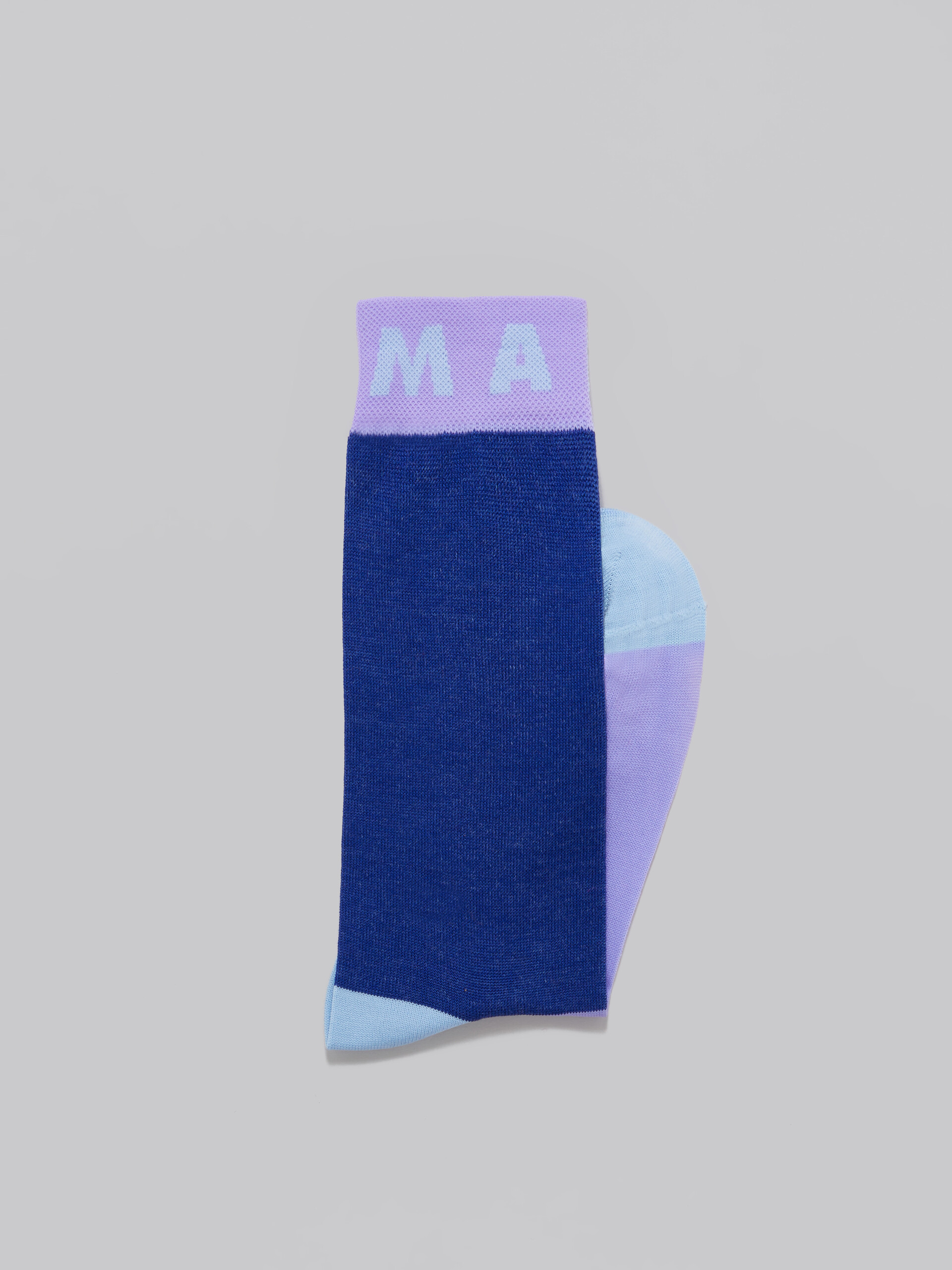 Blue cotton color-block socks with logo cuffs - Socks - Image 2