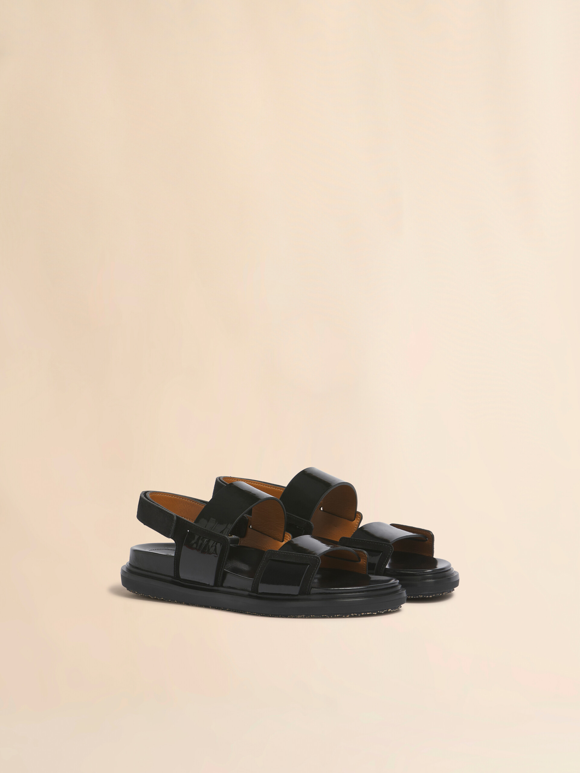 Black leather Fussbett double-strap sandal - Sandals - Image 2