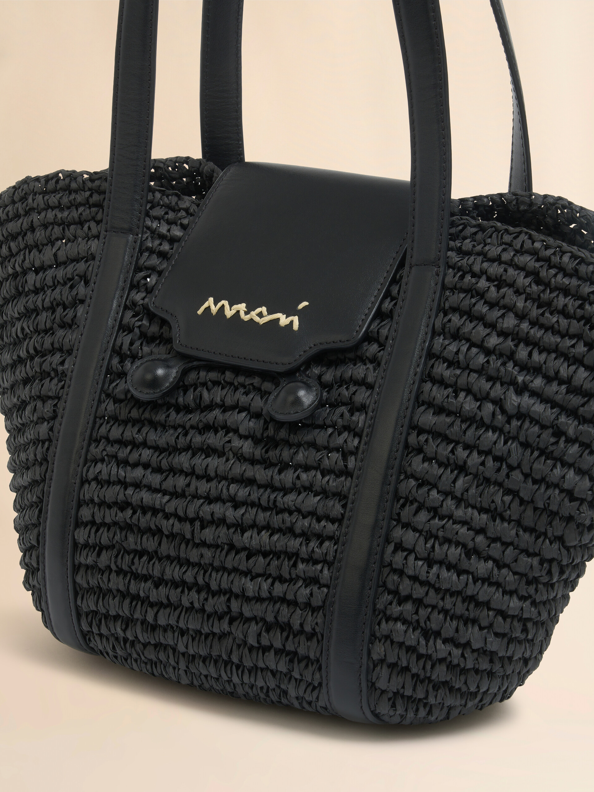 Small black raffia-effect Trunkaroo beach bag - Shopping Bags - Image 5