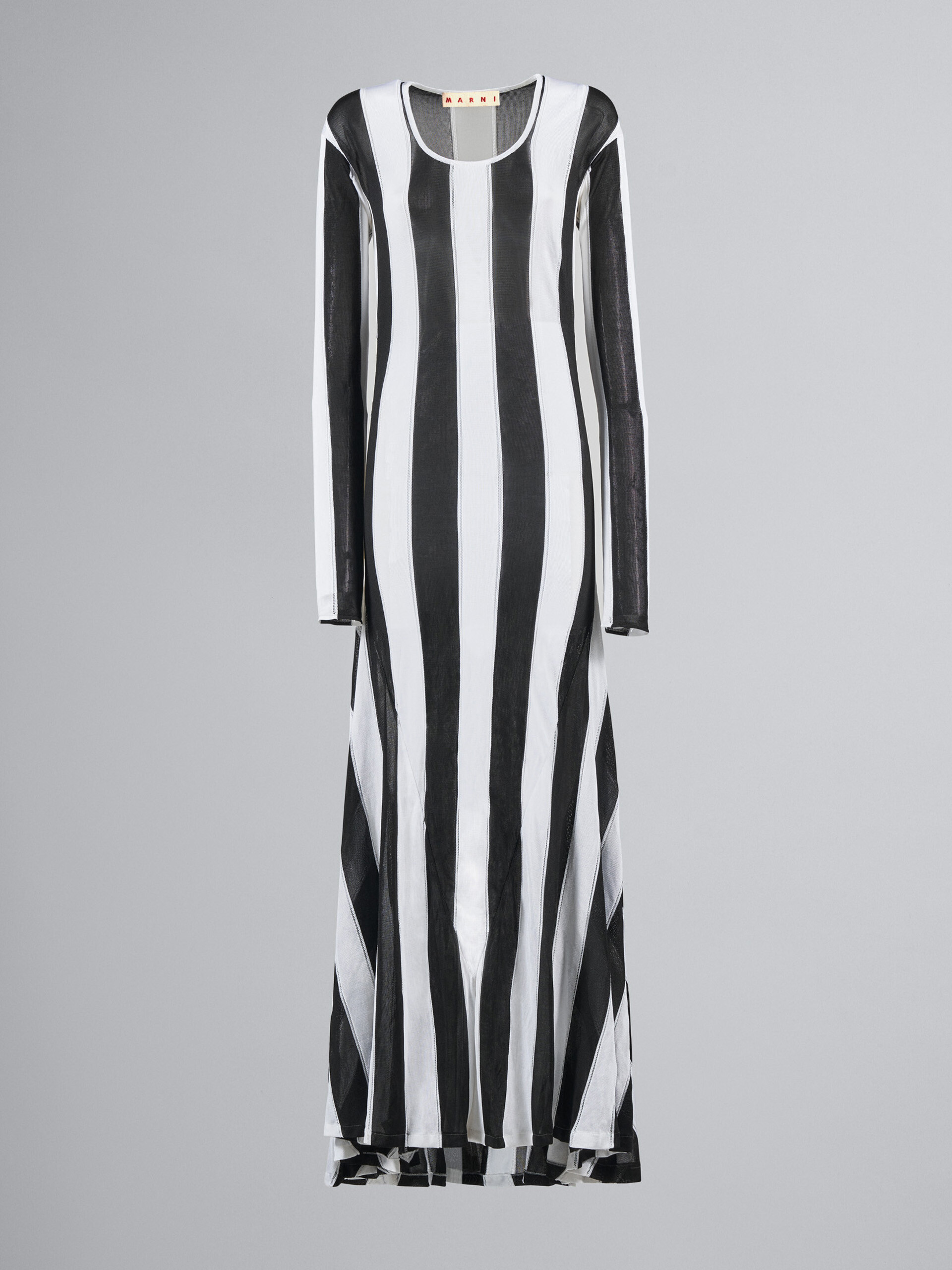 ストライプ ニットビスコース製ロングドレス - ドレス - Image 1