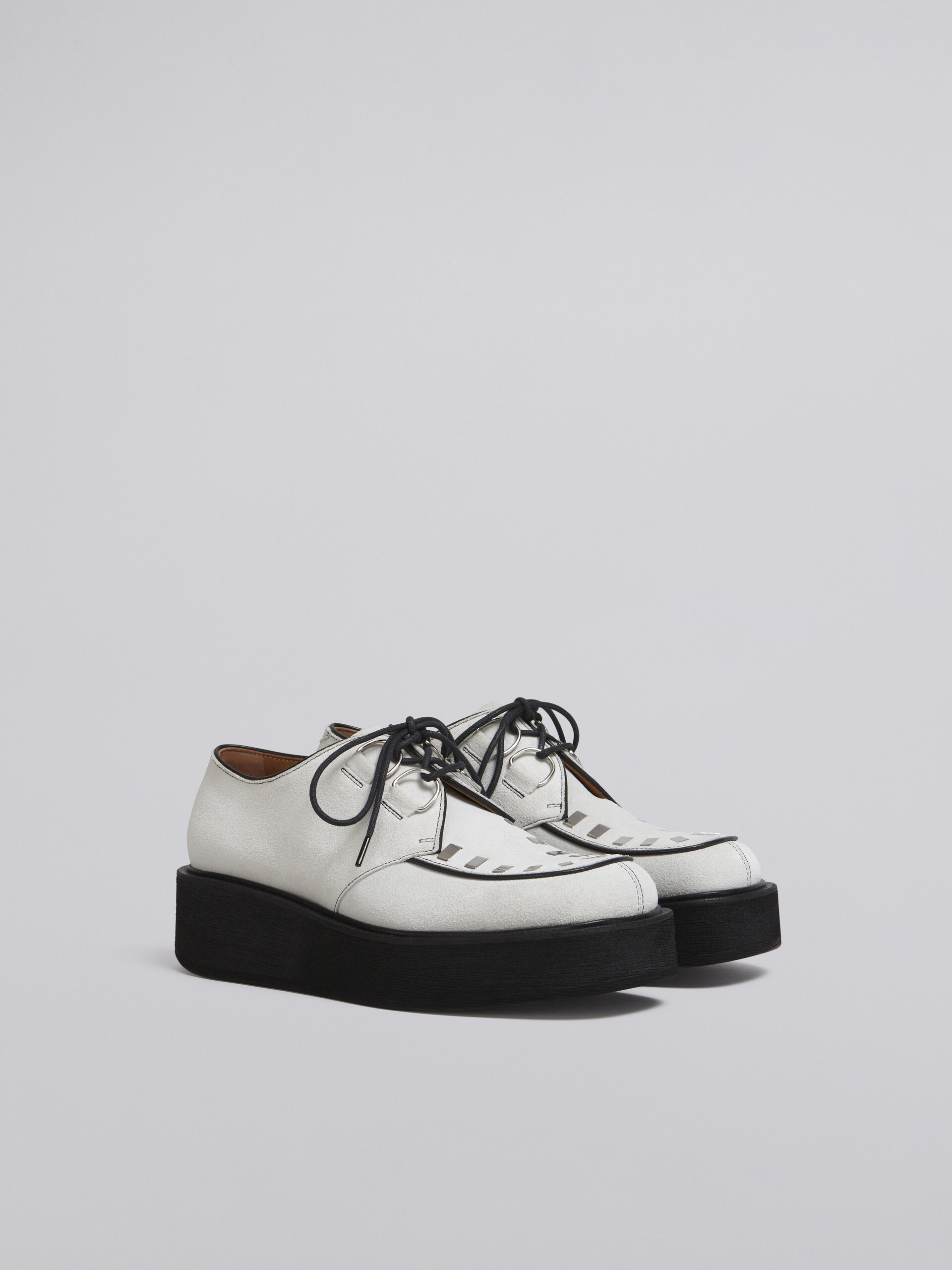 Chaussures à lacets en cuir de veau blanc - Chaussures à Lacets - Image 2