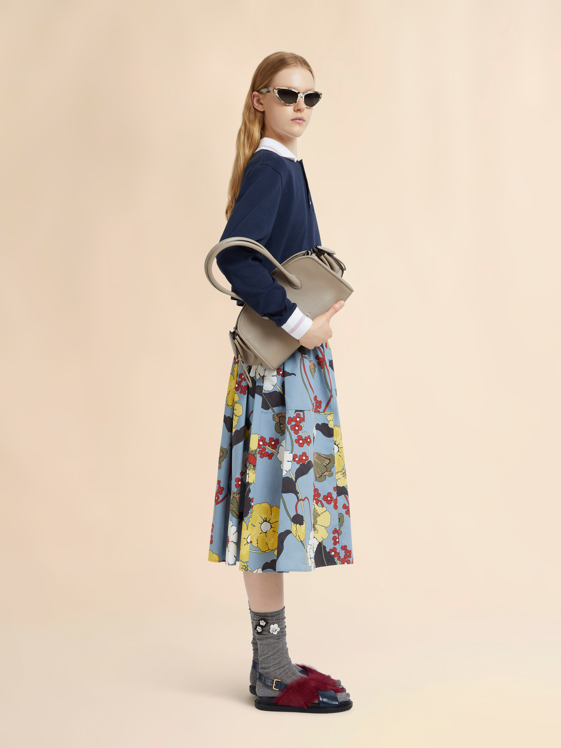 Deep blue piqué long-sleeved polo shirt - T-shirts - Image 5