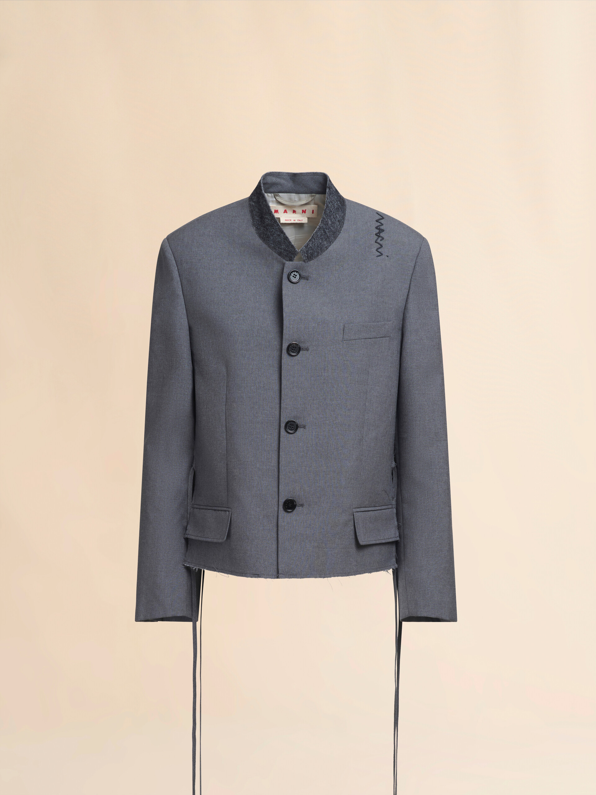 Grey jacket with Mandarin collar and Marni Symbol - Jackets - Image 1
