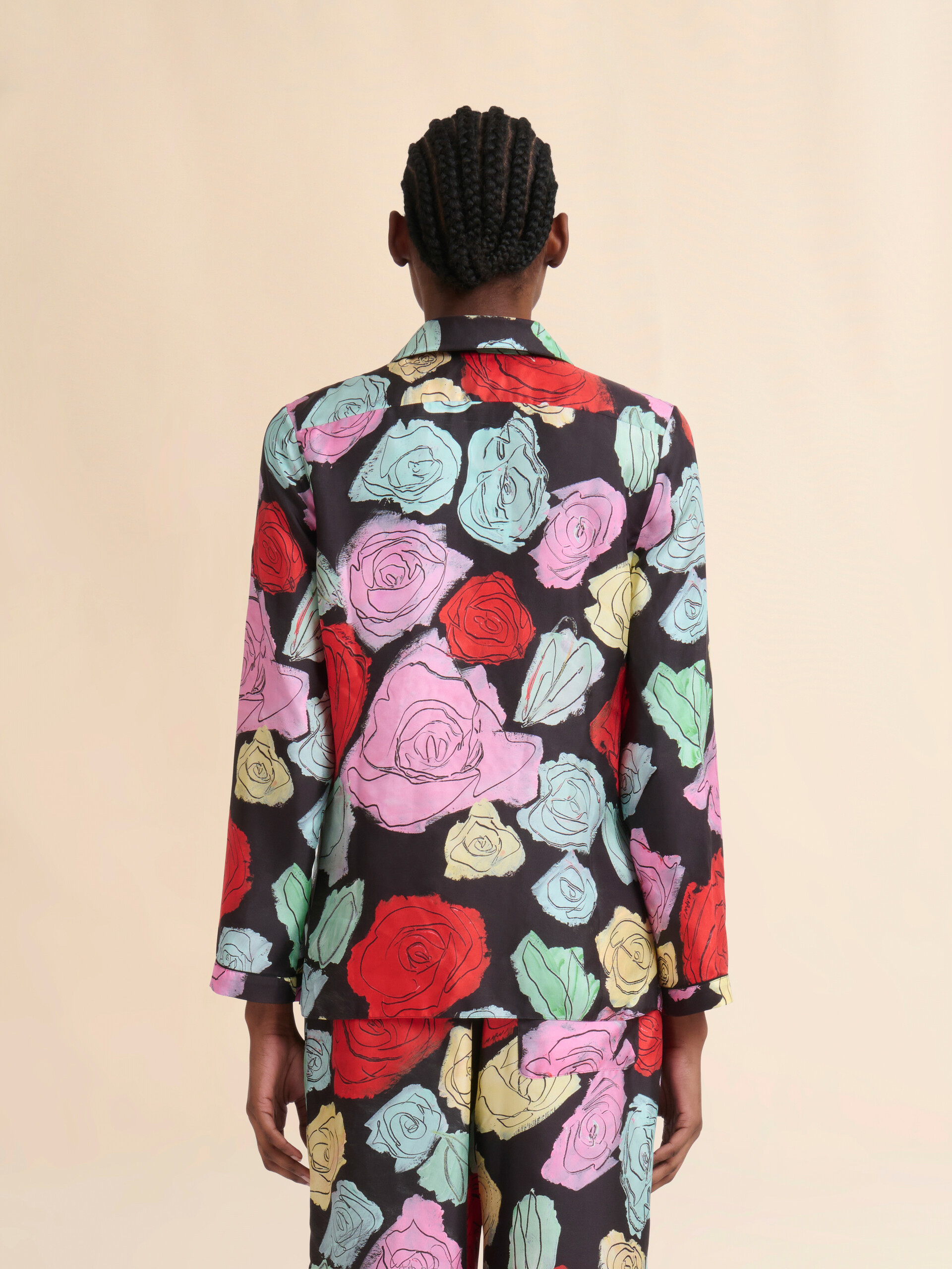 Black silk pyjama shirt with Orion print - Shirts - Image 3
