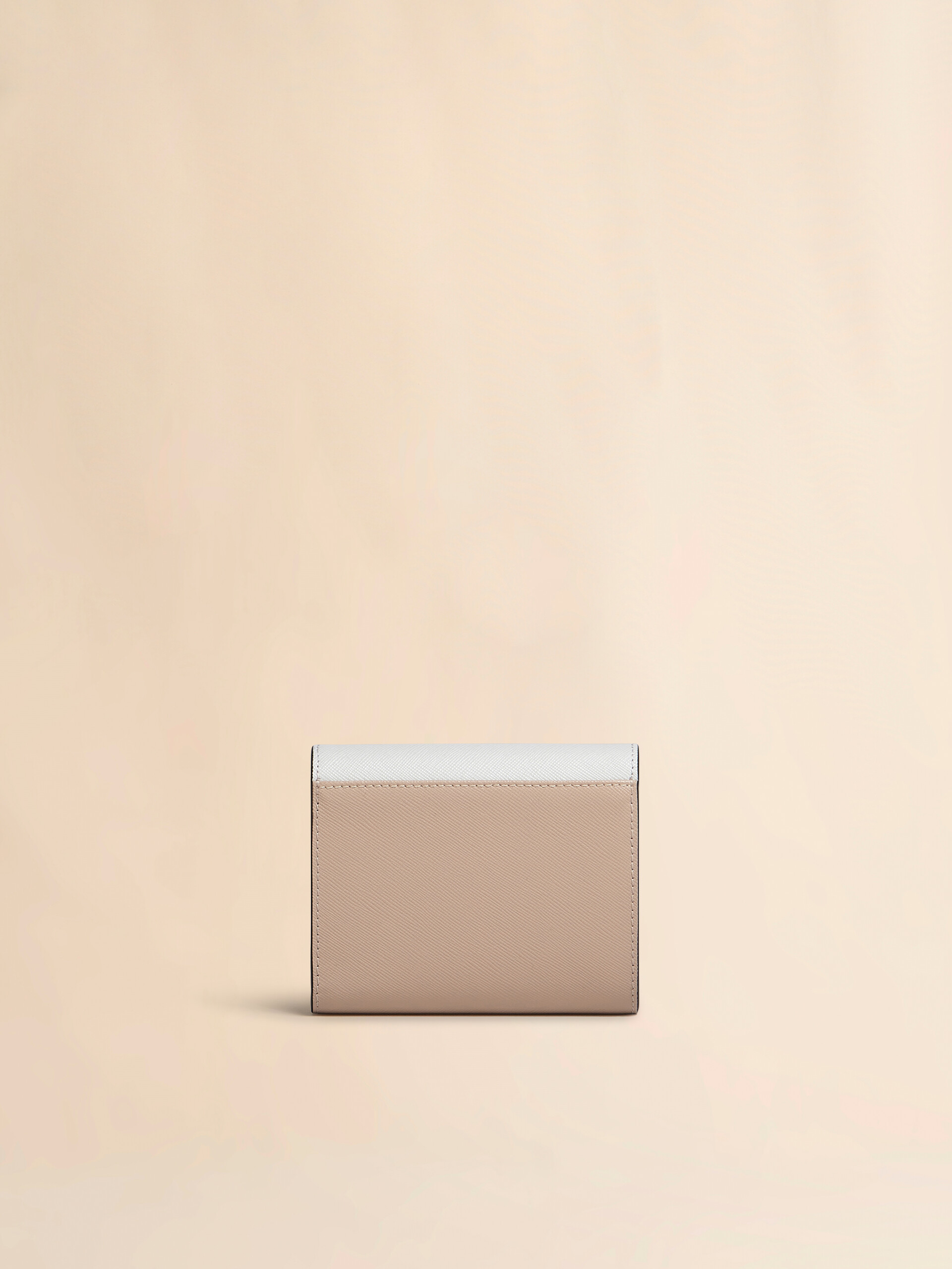 Portefeuille en cuir saffiano vert clair, blanc et marron - Portefeuilles - Image 3