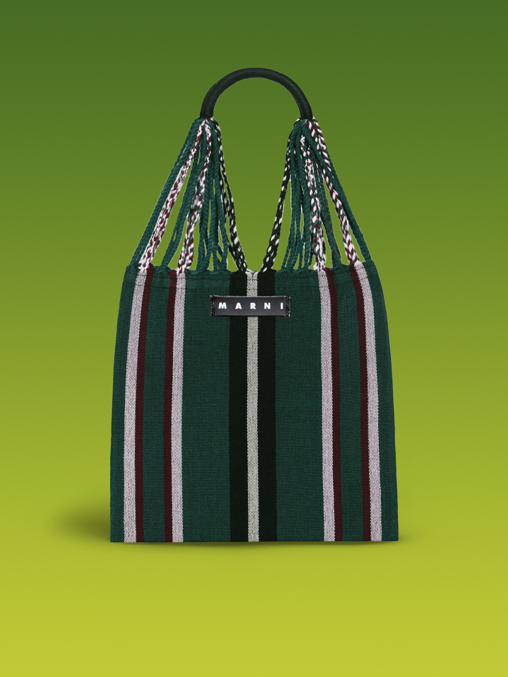 MARNI MARKET shopping bag in polyester with hammock-like handle grey turquoise and red - Bags - Image 1