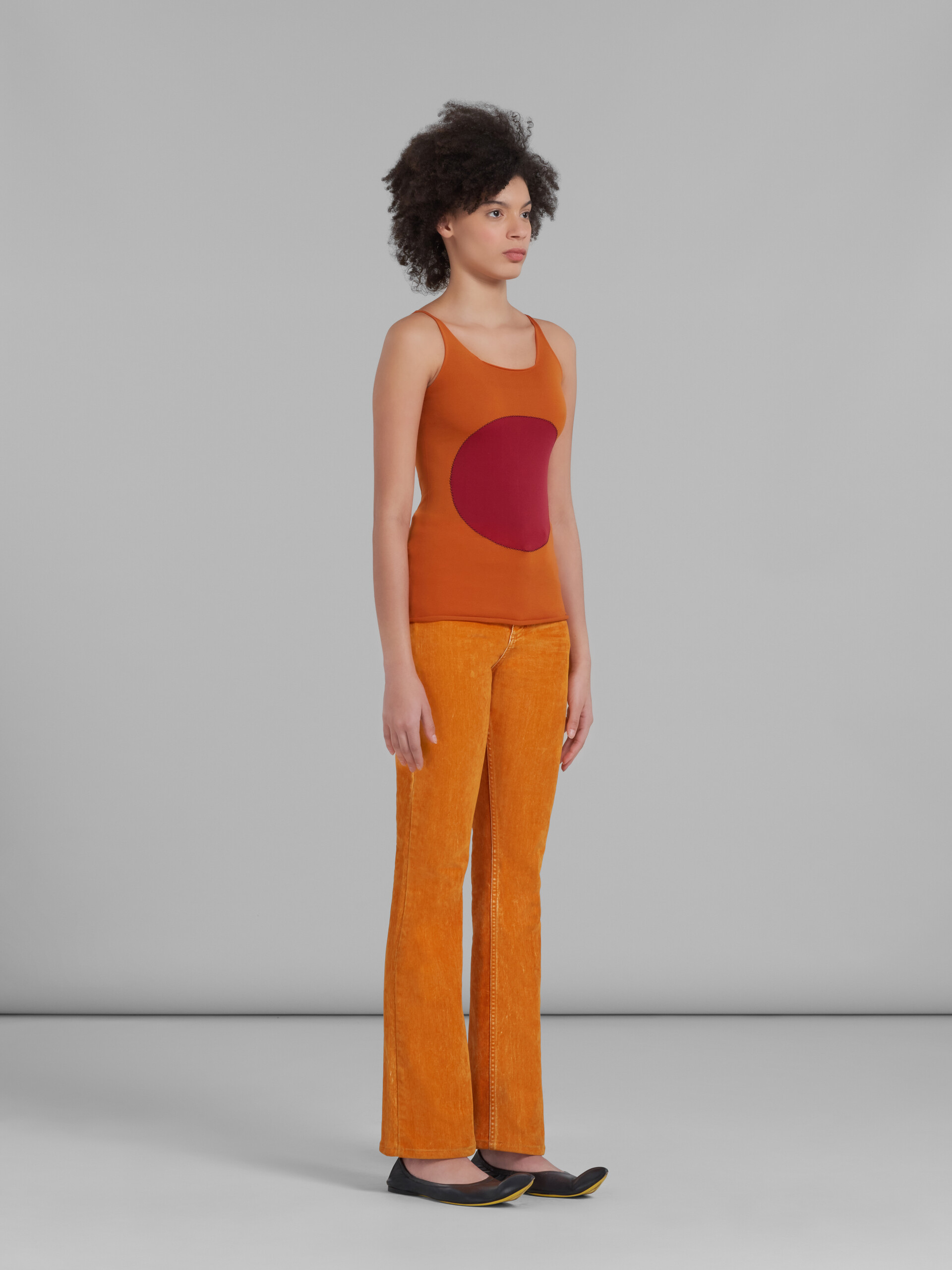 Orange stretch nylon tank top with inlay - Shirts - Image 5
