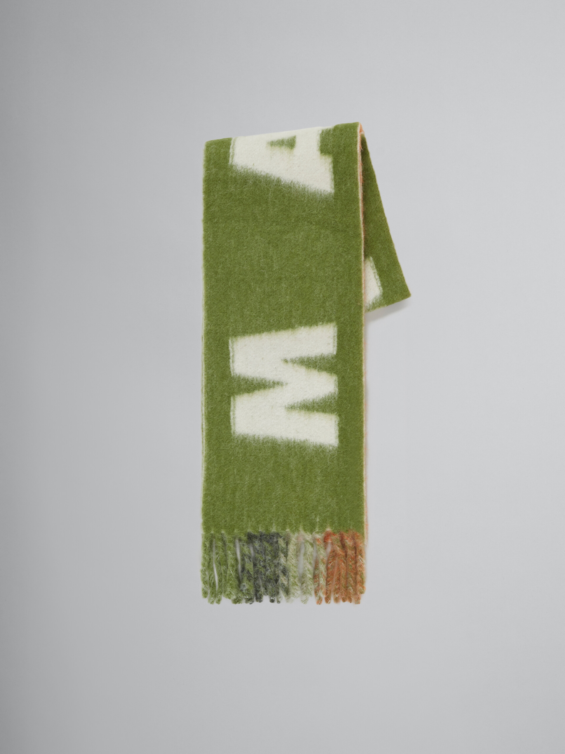 Light blue mohair and wool scarf with maxi logo - Scarves - Image 1