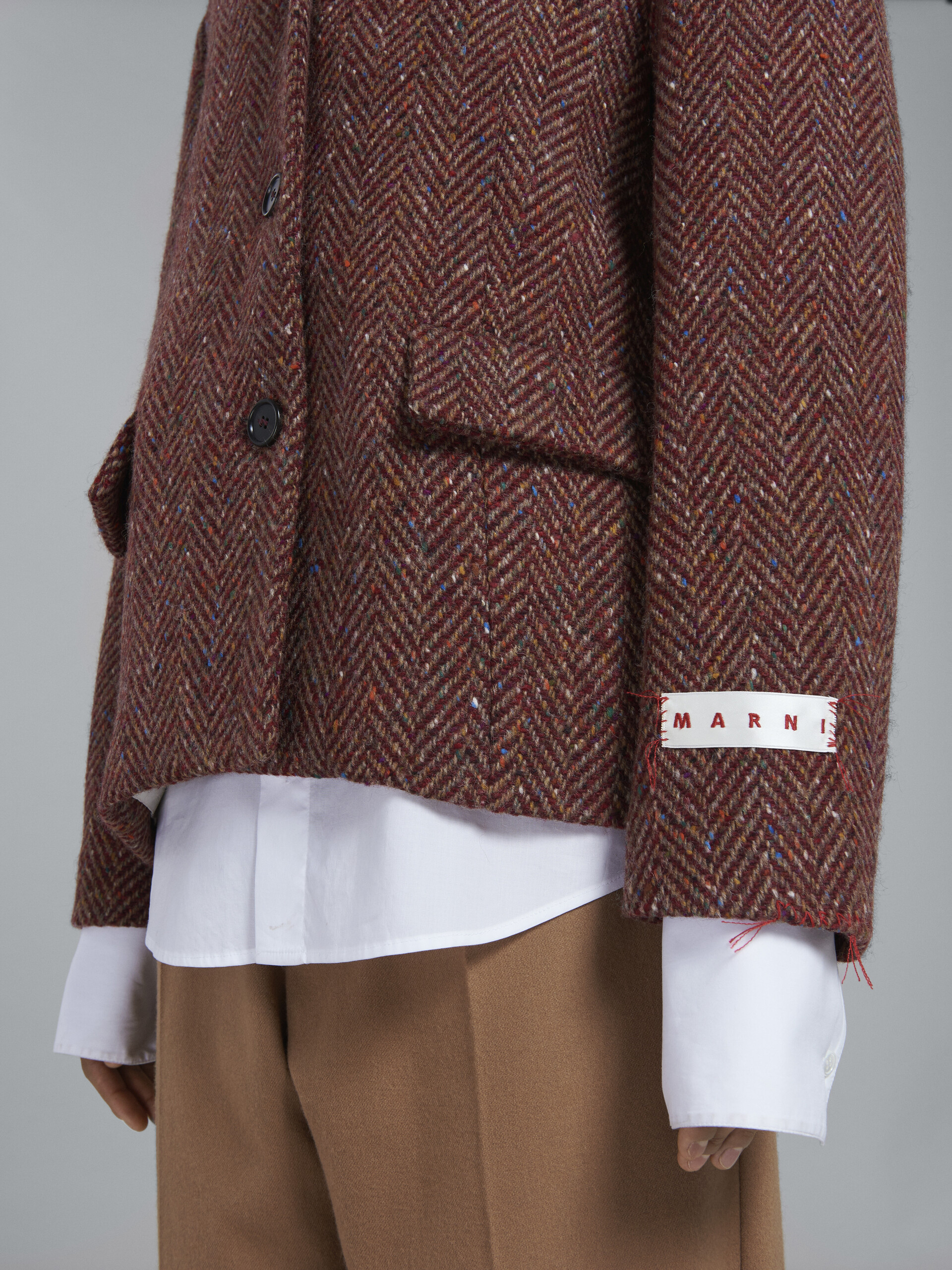 Burgundy wool chevron jacket - Jackets - Image 5
