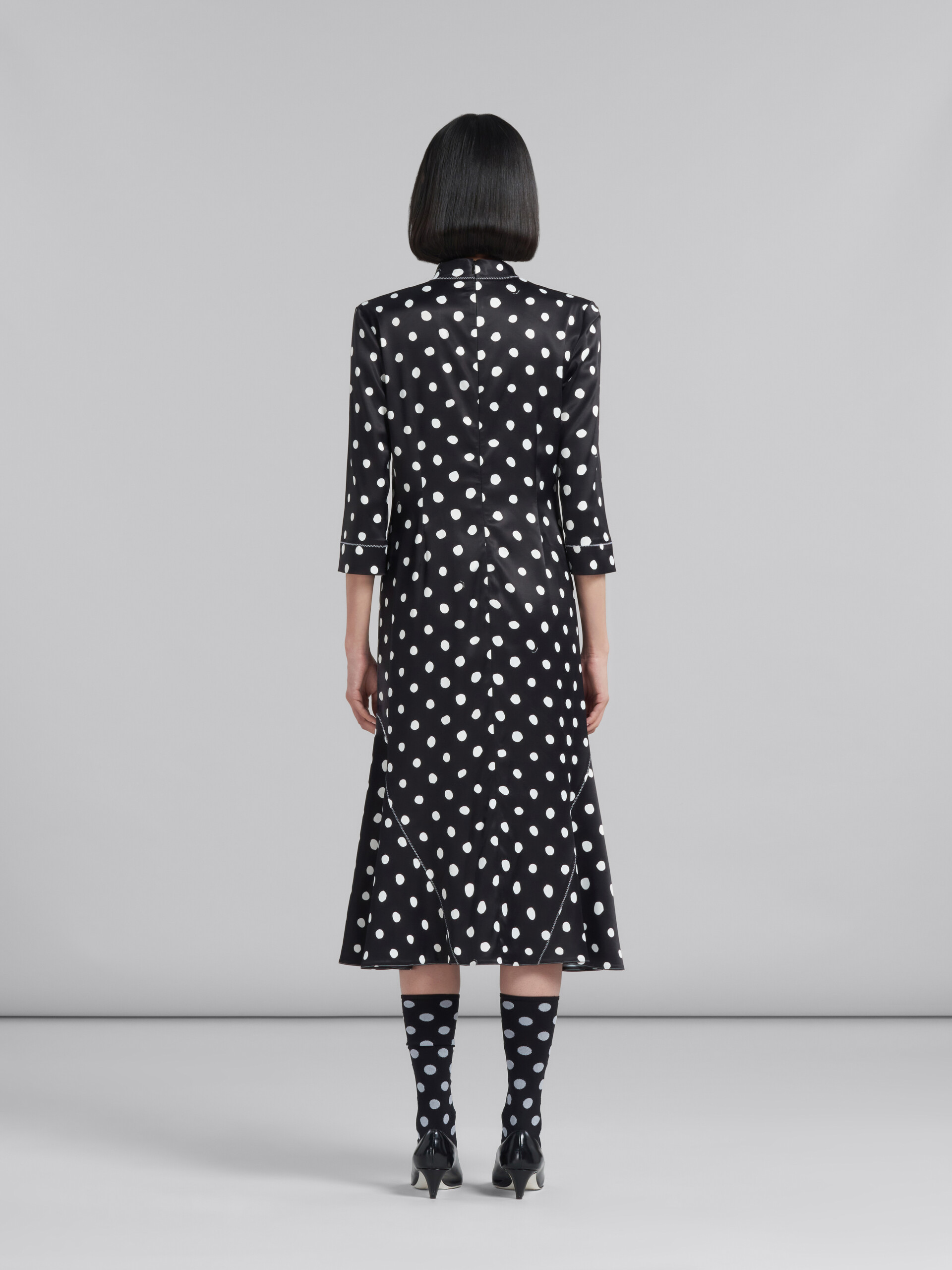 Black satin dress with polka dots - Dresses - Image 3