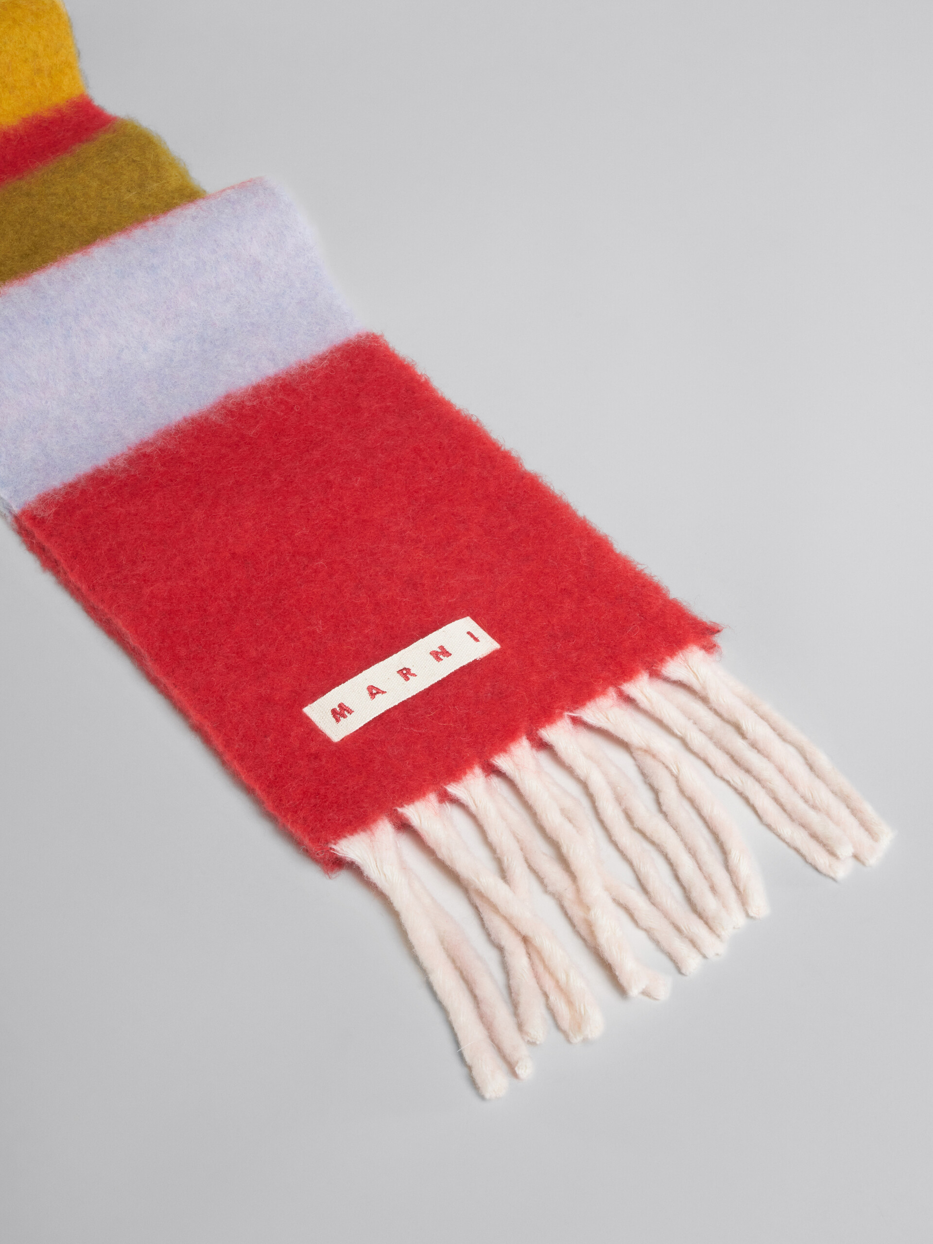 Red alpaca striped scarf - Scarves - Image 3